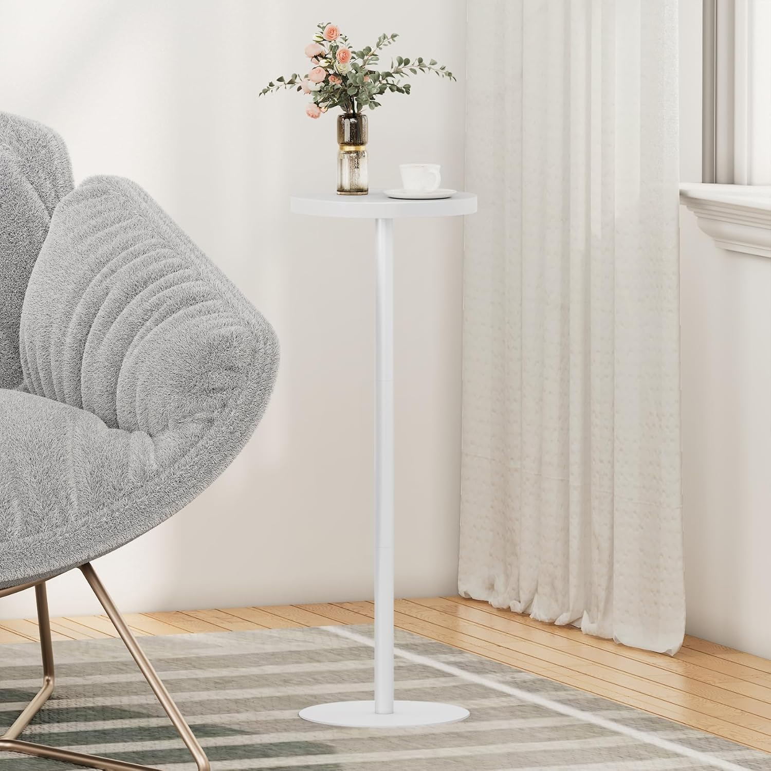 Thumbnail 3 de TUTOTAK Tall Round Side Table, Small End Table (Set of 2) – White