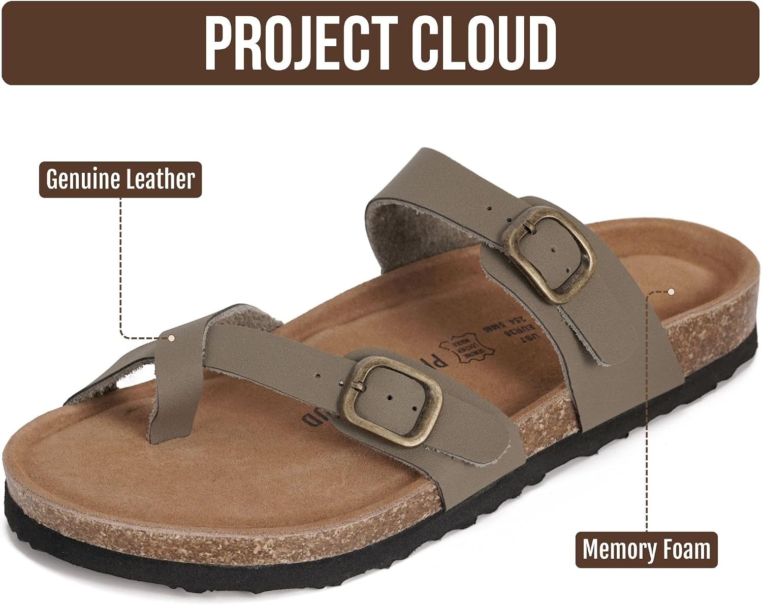 Thumbnail 1 de Project Cloud 100% Genuine Leather Women’s Sandals with Memory Foam Insole