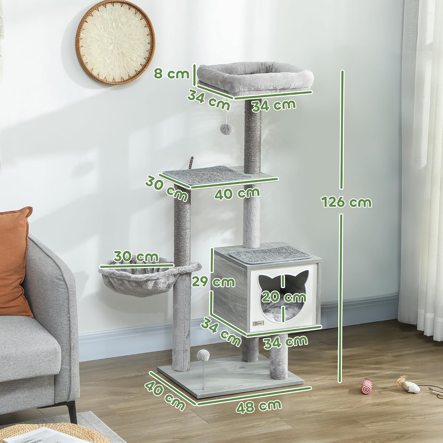 Thumbnail 6 de PawHut Arbre à Chat Hauteur 126 cm