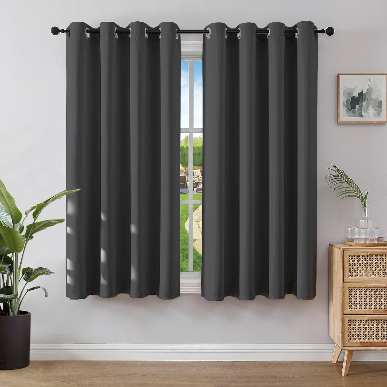 Detalle de Joydeco blickdichte Vorhänge mit Ösen (2 Stück) Thermovorhang Hitzeschutz, grau, für Schlafzimmer & Wohnzimmer