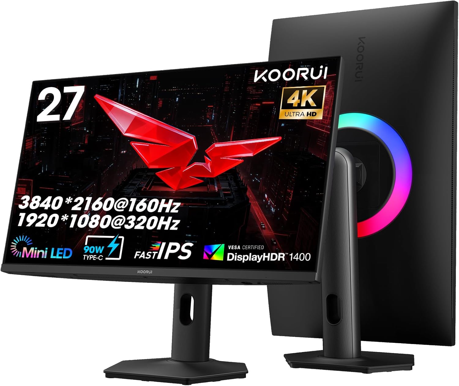 Detalle de KOORUI S2741LM 27" 4K QD‑Mini LED gaming monitor
