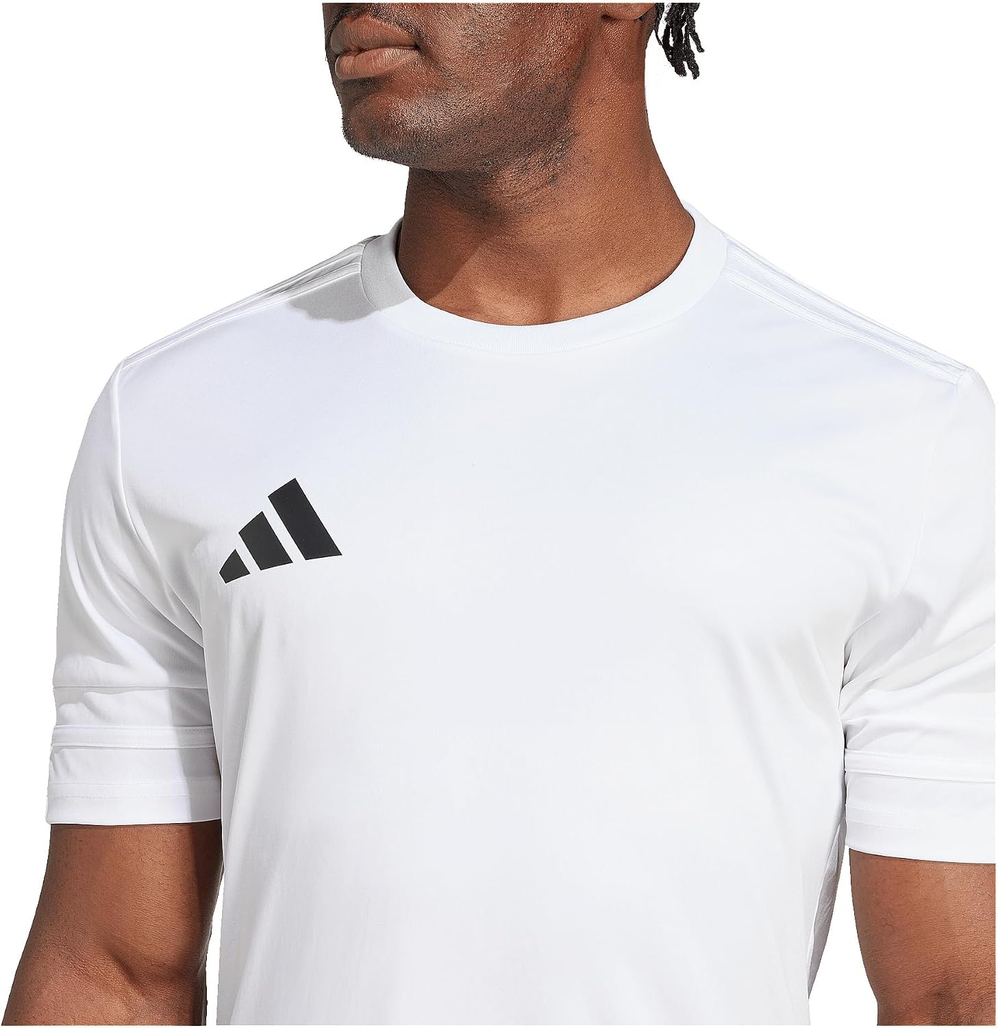 Detalle de Adidas Squadra25 Jersey de Manga Corta para Hombre – Blanco/Blanco/Negro, Talla M