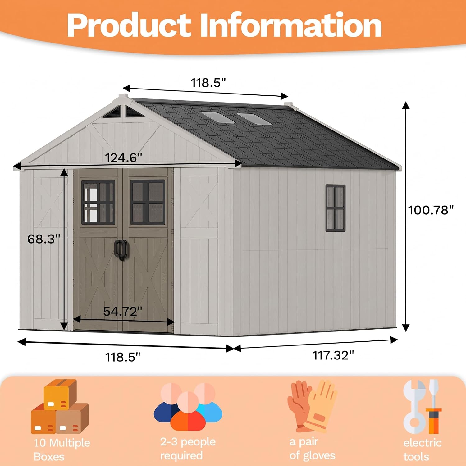 Detalle 2 de Devoko Resin Storage Shed 10x10 FT