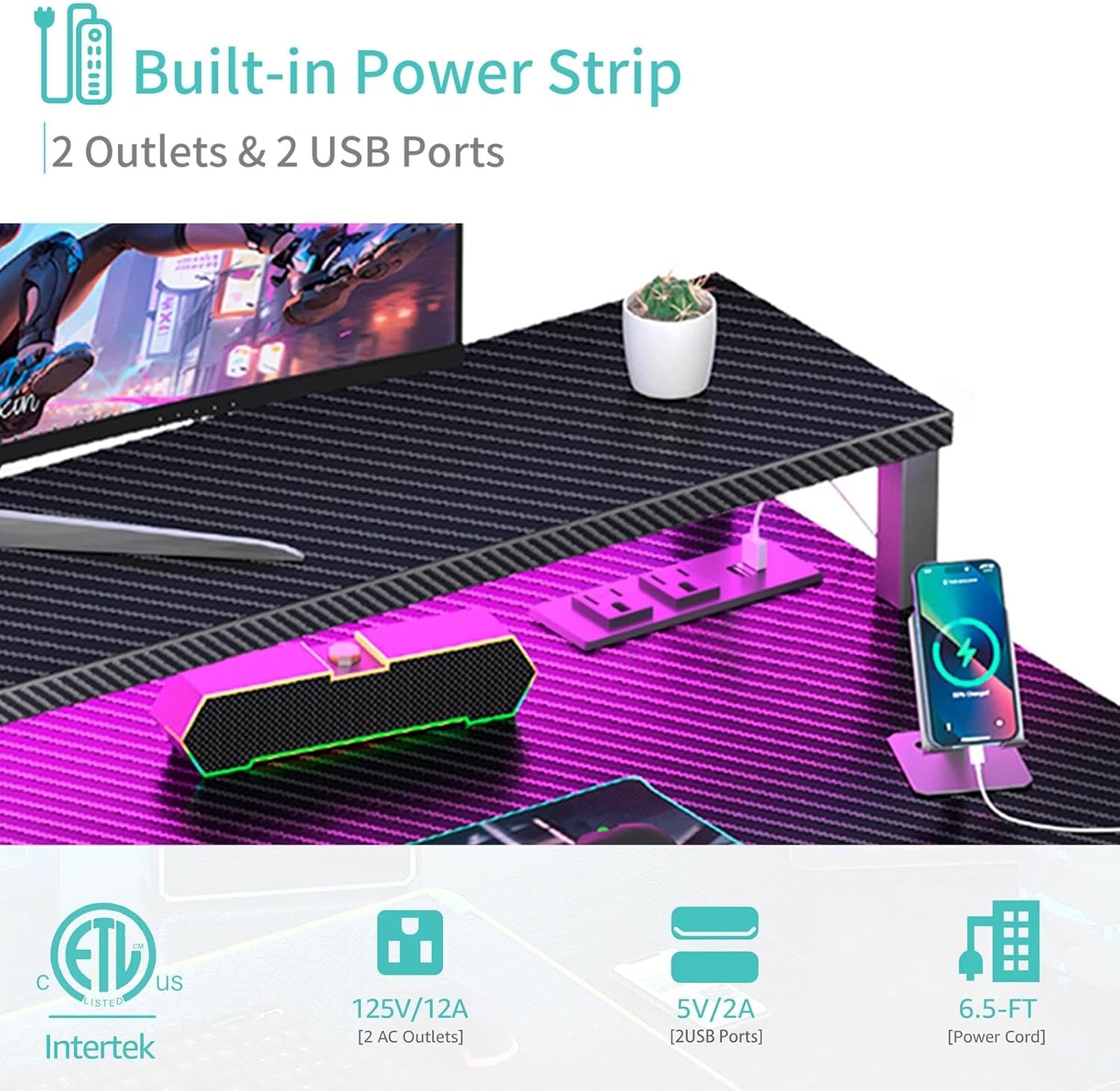 Detalle 2 de Lufeiya Gaming Desk 40 Inch