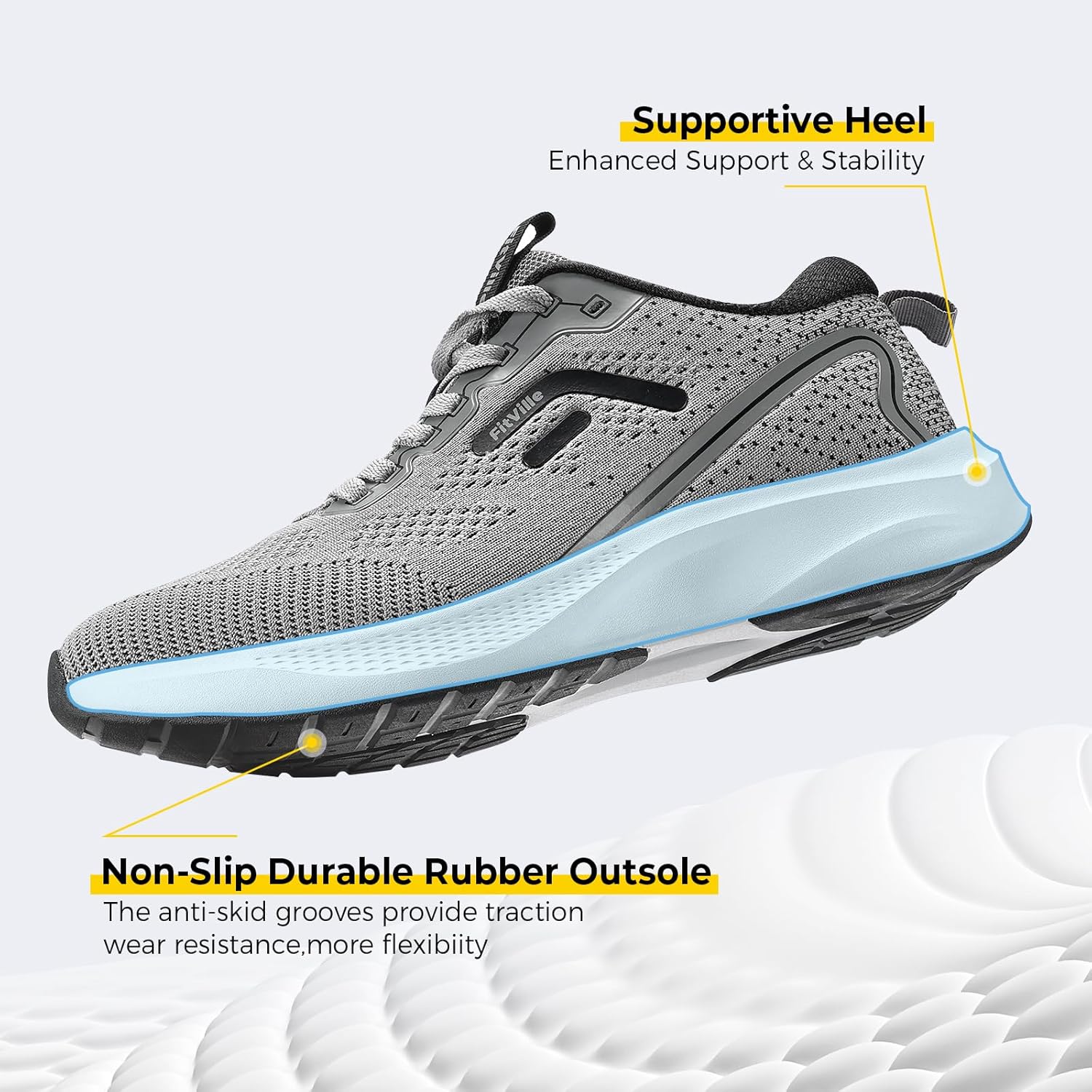 Thumbnail 6 de FitVille Wide Fit Trainers for Men with Arch Support – Road Running Shoes