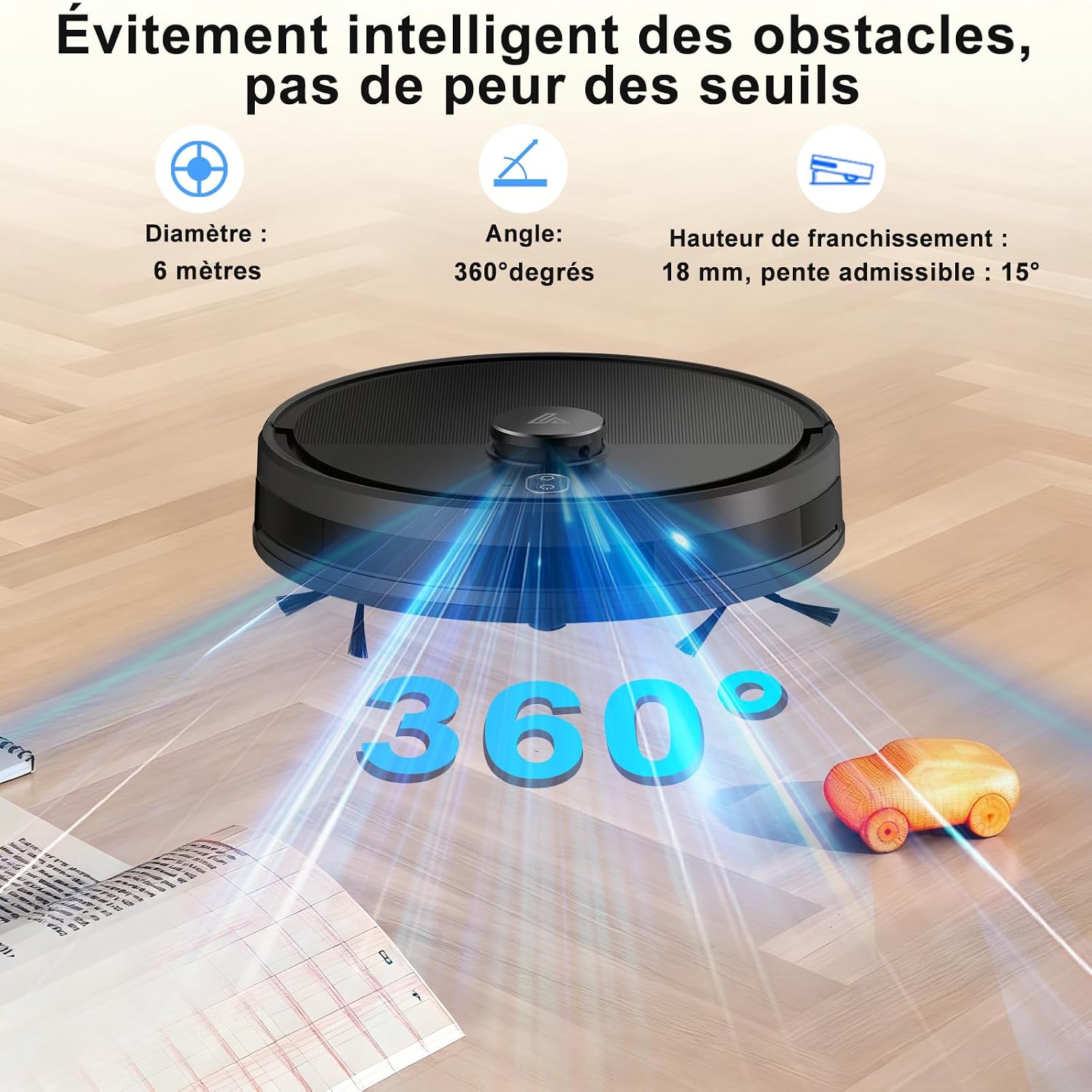 Detalle 2 de Robot aspirateur 2025 avec cartographie, 120 min, LiDAR