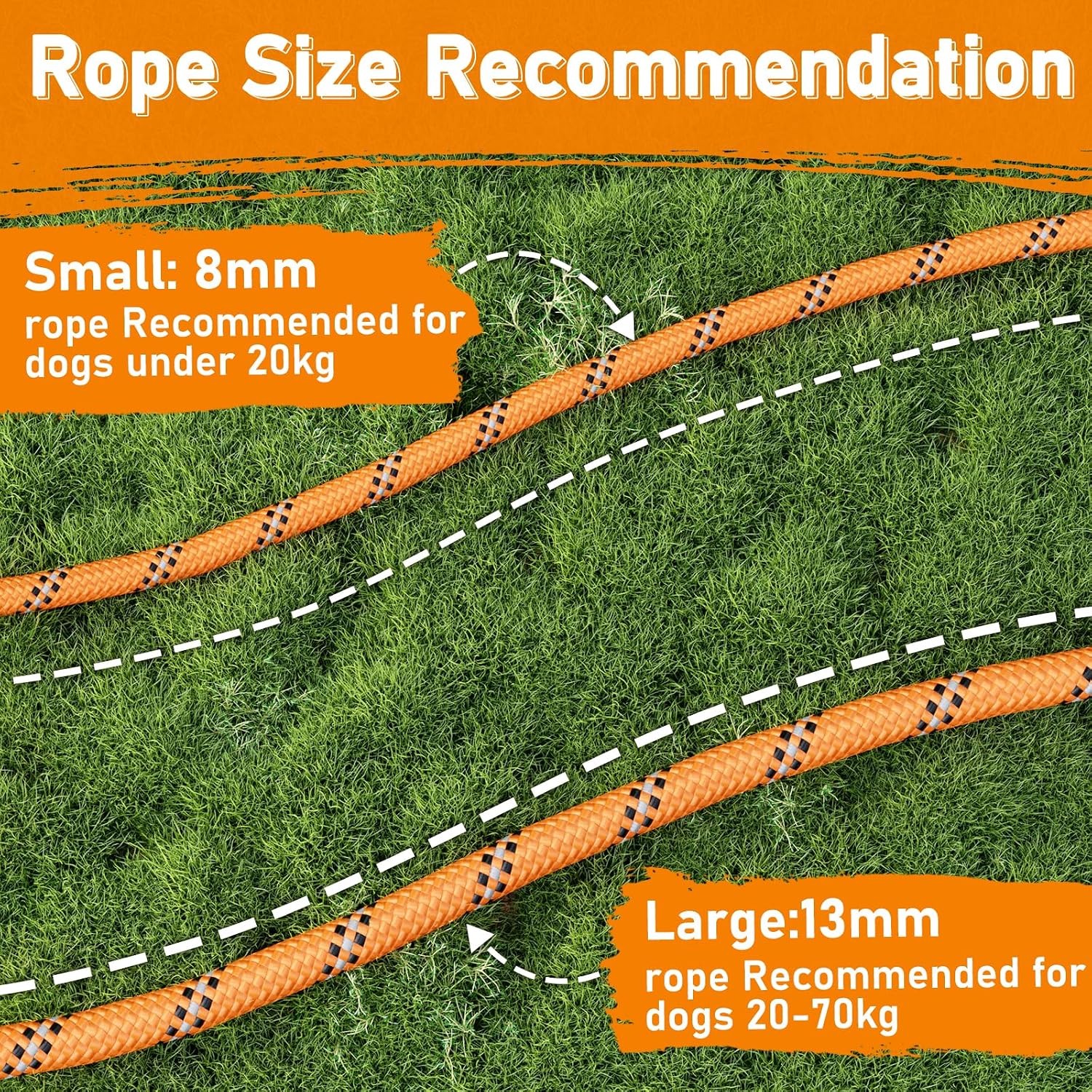 Detalle de Kdsvakd Slip Lead for Dogs with Double Handles – No Pull Training Leash (13mm, 1.8m), Orange