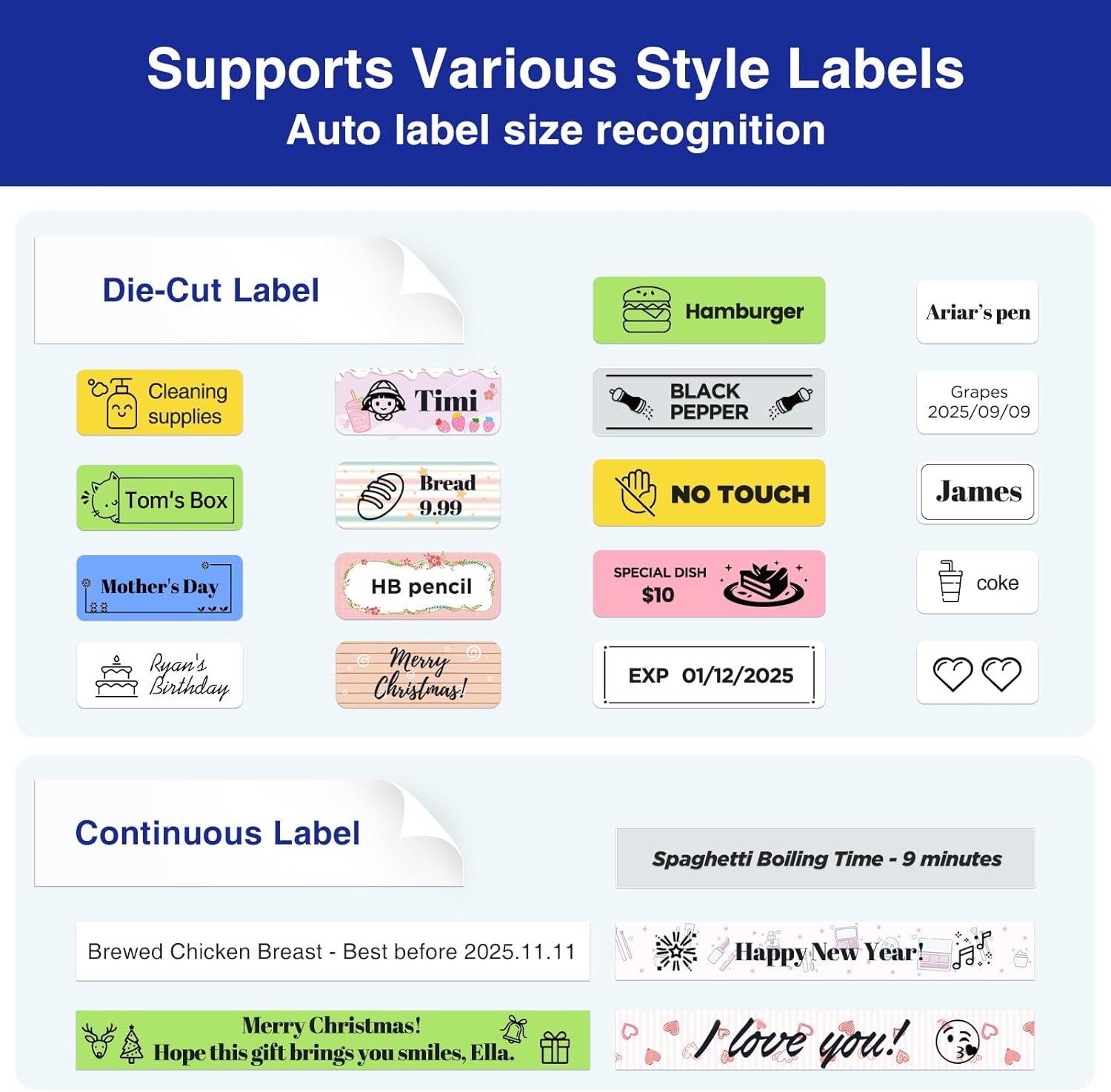Detalle de SUPVAN E11 Bluetooth Label Maker: Portable, App-Ready, 4 Tape Kit