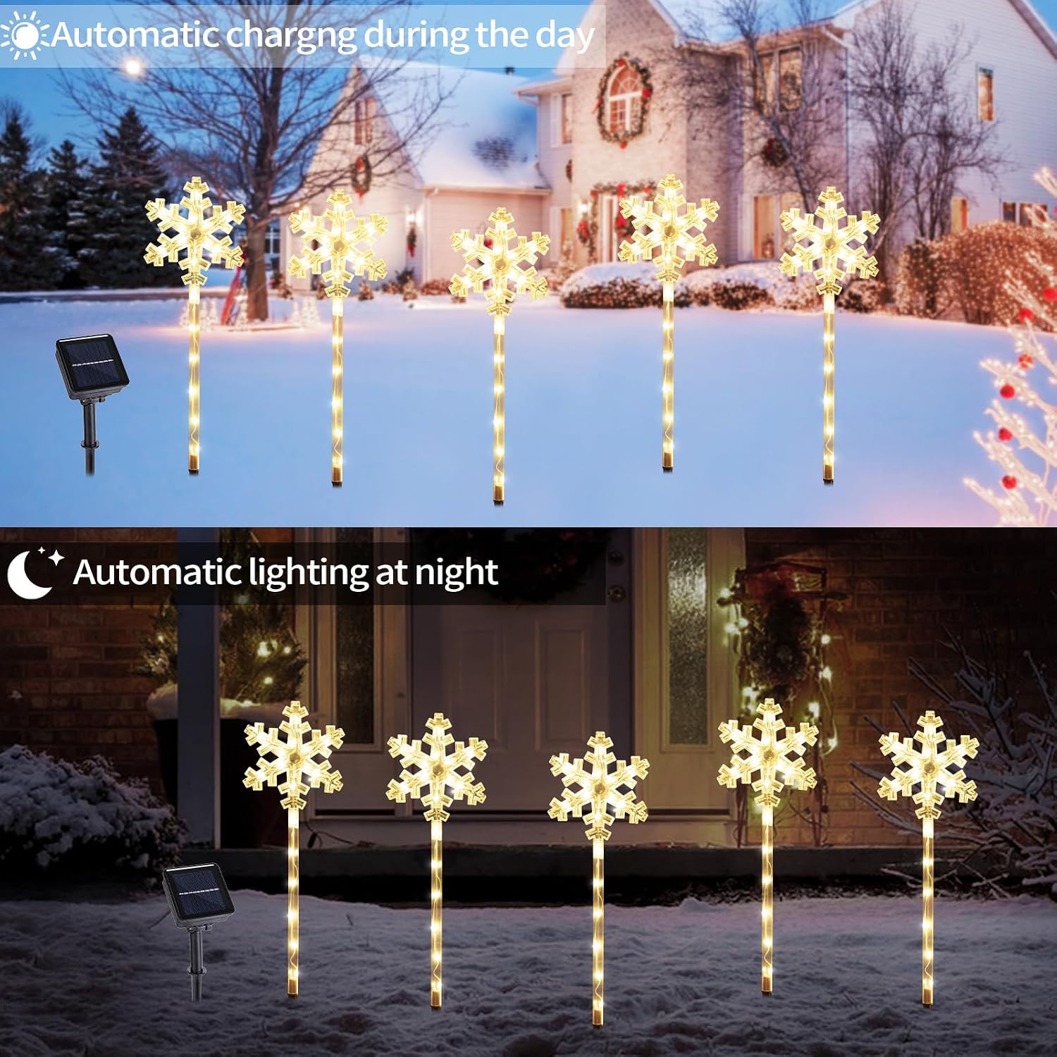 Detalle 2 de BRIGHTDECK Solar Snowflake Pathway Lights, 20-Pack