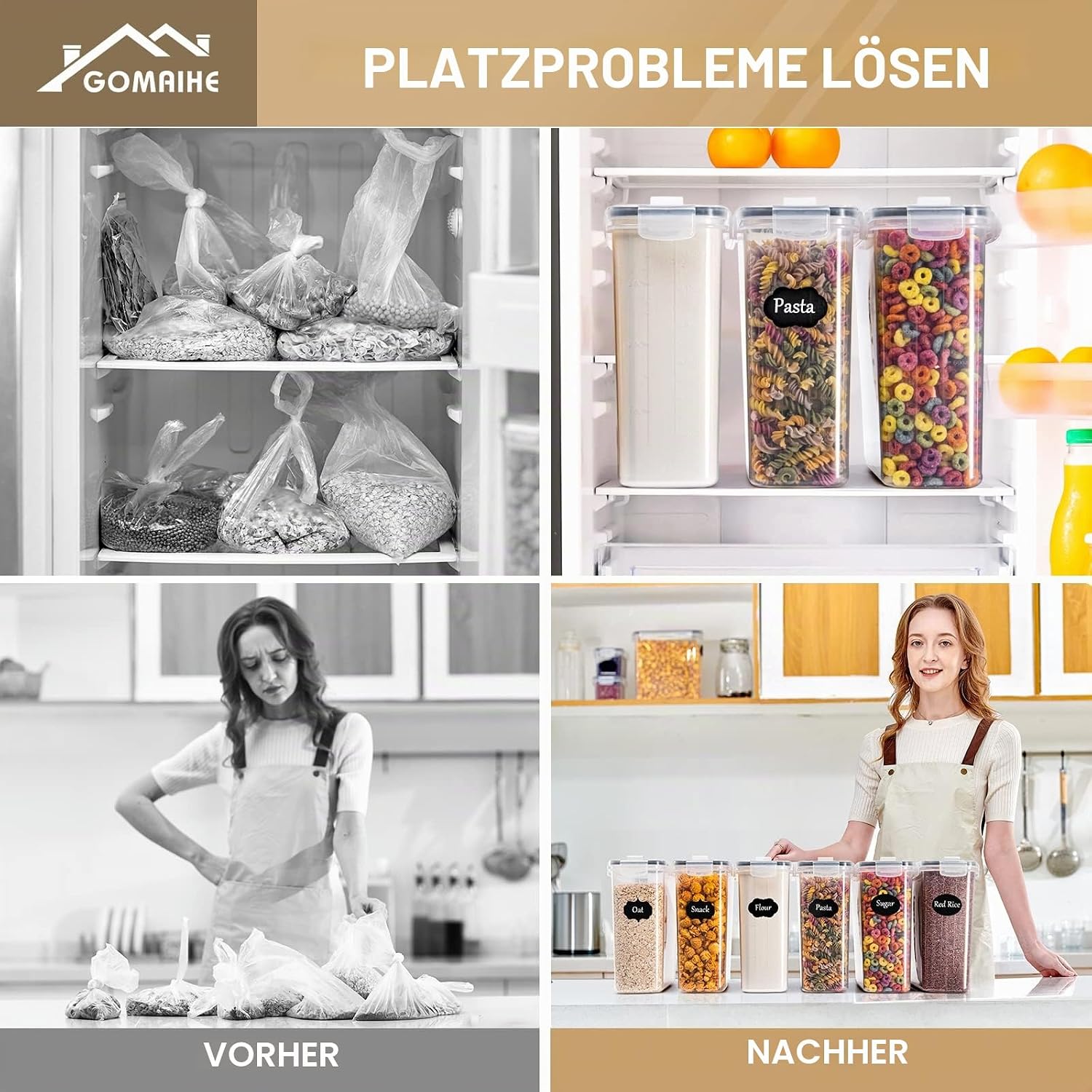 Detalle 2 de GoMaihe 4L Vorratsdosen 6er Set