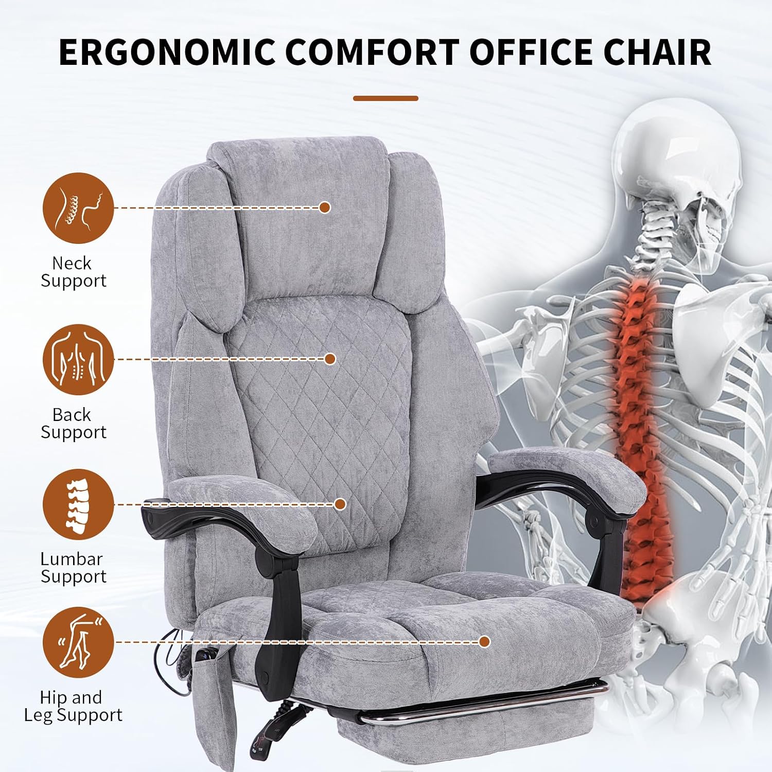 Detalle 2 de Zuacs Massage Office Chair, 400 lb