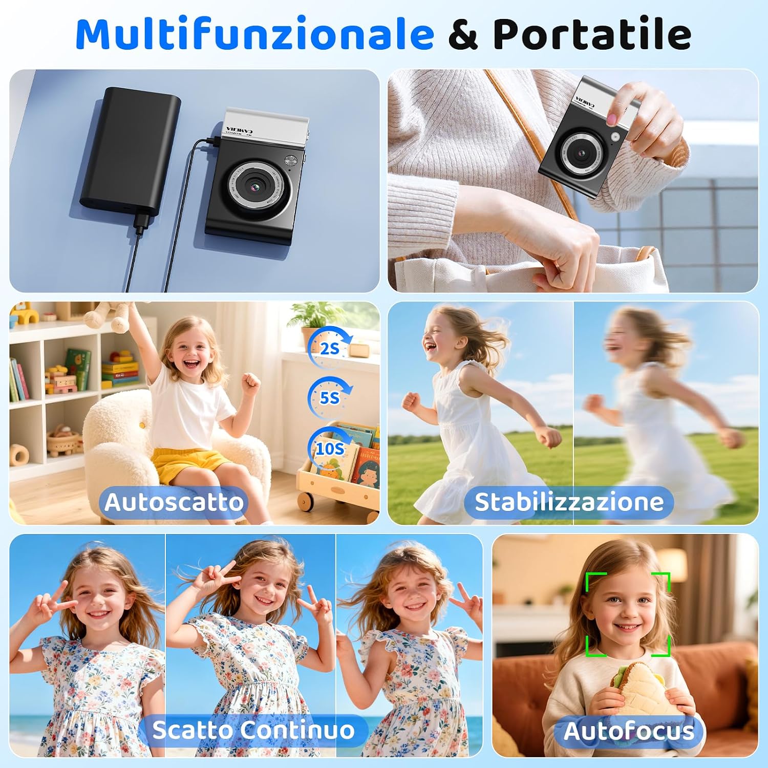 Thumbnail 3 de CHAKEYAKE Fotocamera Digitale 4K 64MP con Scheda 32GB – Compatta, Multifunzione e per Principianti