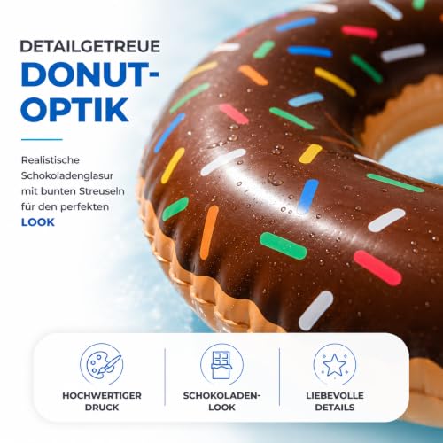 Thumbnail 6 de Aufblasbar Donut Schwimmring braun Ø 120 cm mit Biss – XXL-Schwimmring für Erwachsene & Kinder