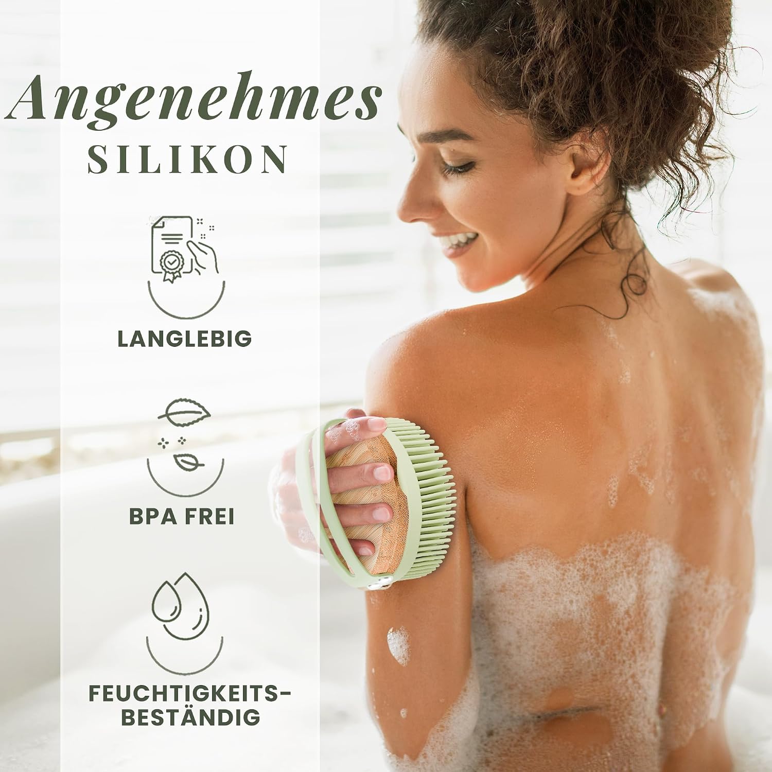 Detalle 2 de BAMBUA Kopfhaut Massagebürste 3 Aufsätze