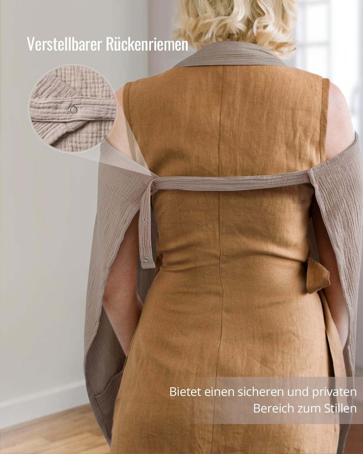 Detalle de Blissful Diary Muslin Nursing Cover for Breastfeeding – Agreeable Gray