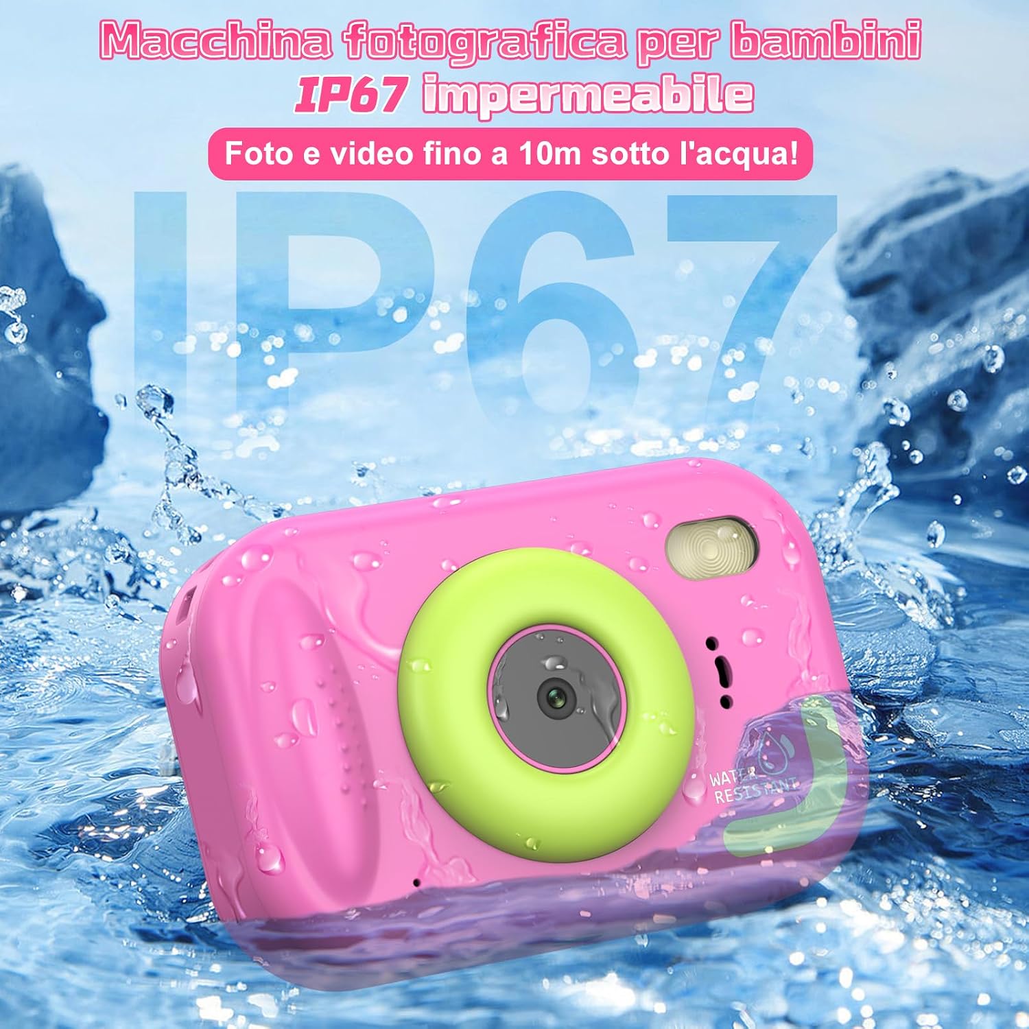 Detalle 2 de CHAKEYAKE Fotografica Bambini 1080P IP67, 32GB – Fotocamera subacquea per piscine e mare