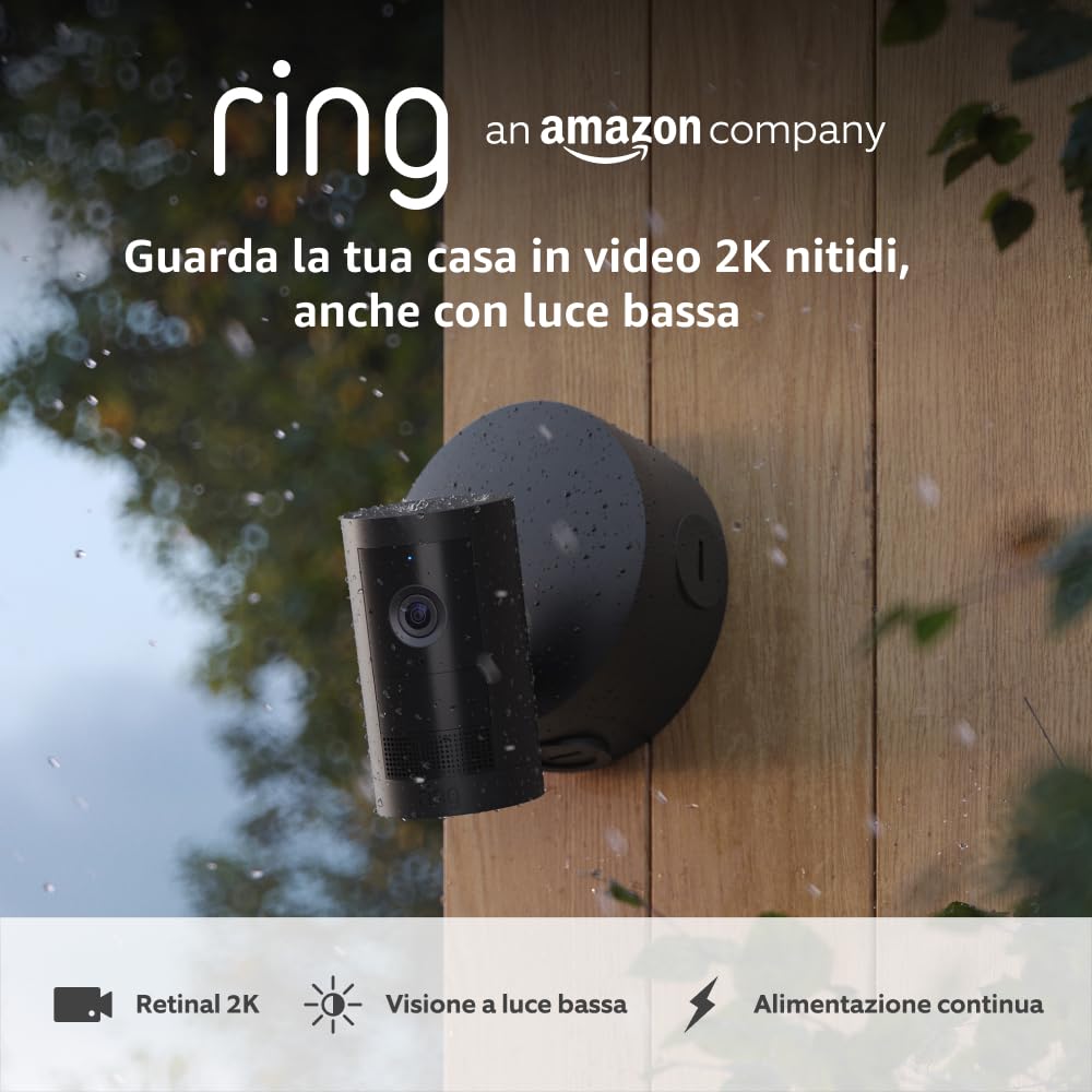 Detalle de Ring Videocamera esterna Plus a energia solare (Outdoor Camera Plus, modello recente) con video 2K e batteria ricaricabile