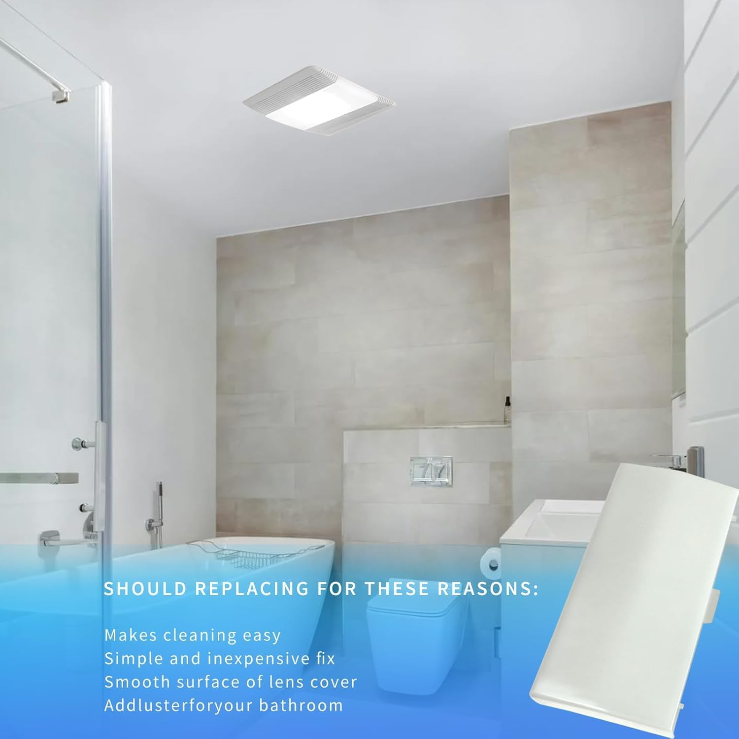 Detalle 1 de PLCHXFYJR YBZ01 89108000 Bathroom Fan Light Lens Cover, ABS (2)