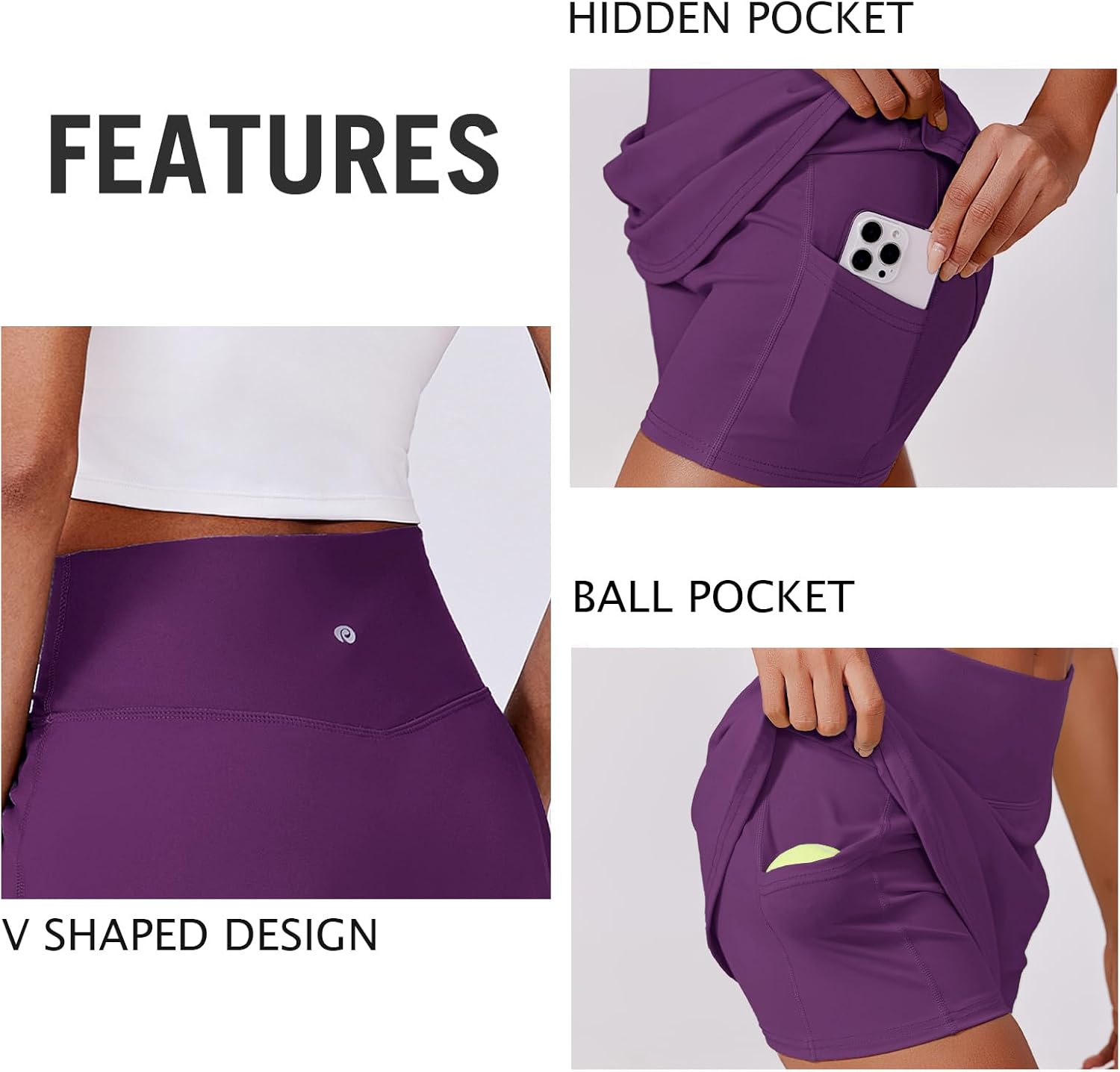 Thumbnail 3 de PINSPARK Women's Tennis Skirt High Waisted Golf Skort with 2 Pockets – Stretchy Athletic Skirt for Workout, Tennis, Pickleball, Running