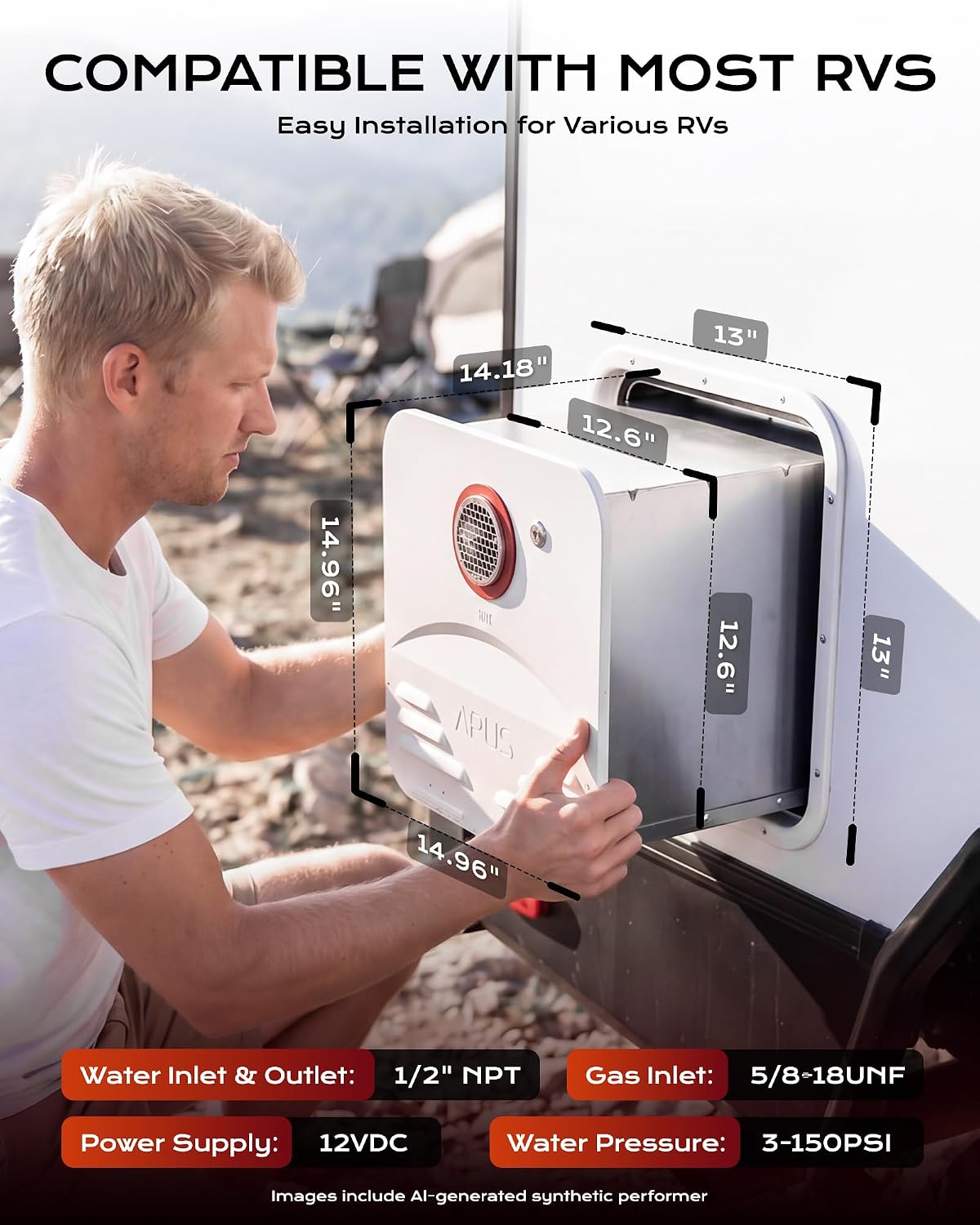 Thumbnail 6 de APUS RV Tankless Water Heater: 80,000 BTU Propane On-Demand, 5 GPM, 12V, CSA Certified
