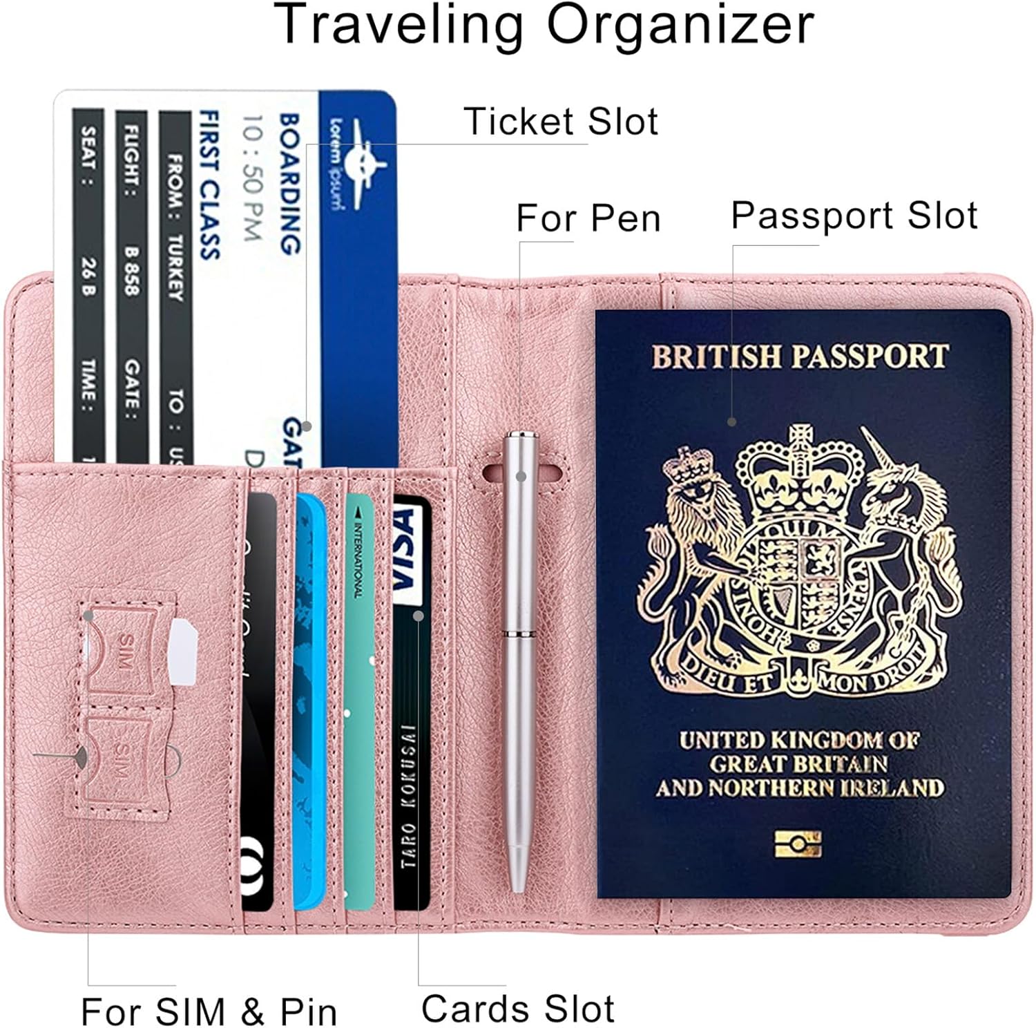 Detalle 2 de WALNEW PU Leather Passport Holder with RFID Blocking & Card Slots