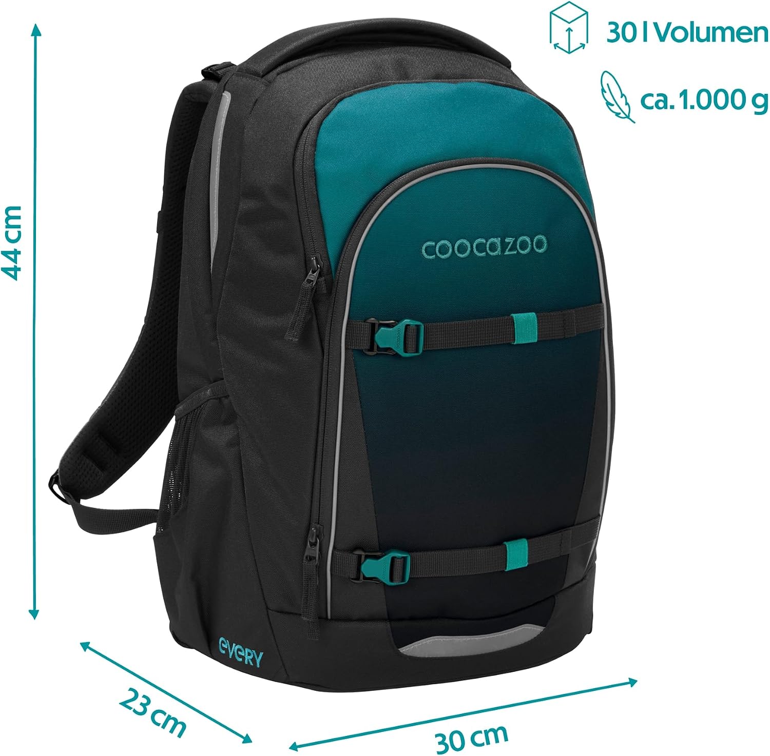 Thumbnail 1 de Coocazoo EVERY Schulrucksack Teal Shadows – Ergonomischer Tornister, 30 L, ab der 3. Klasse