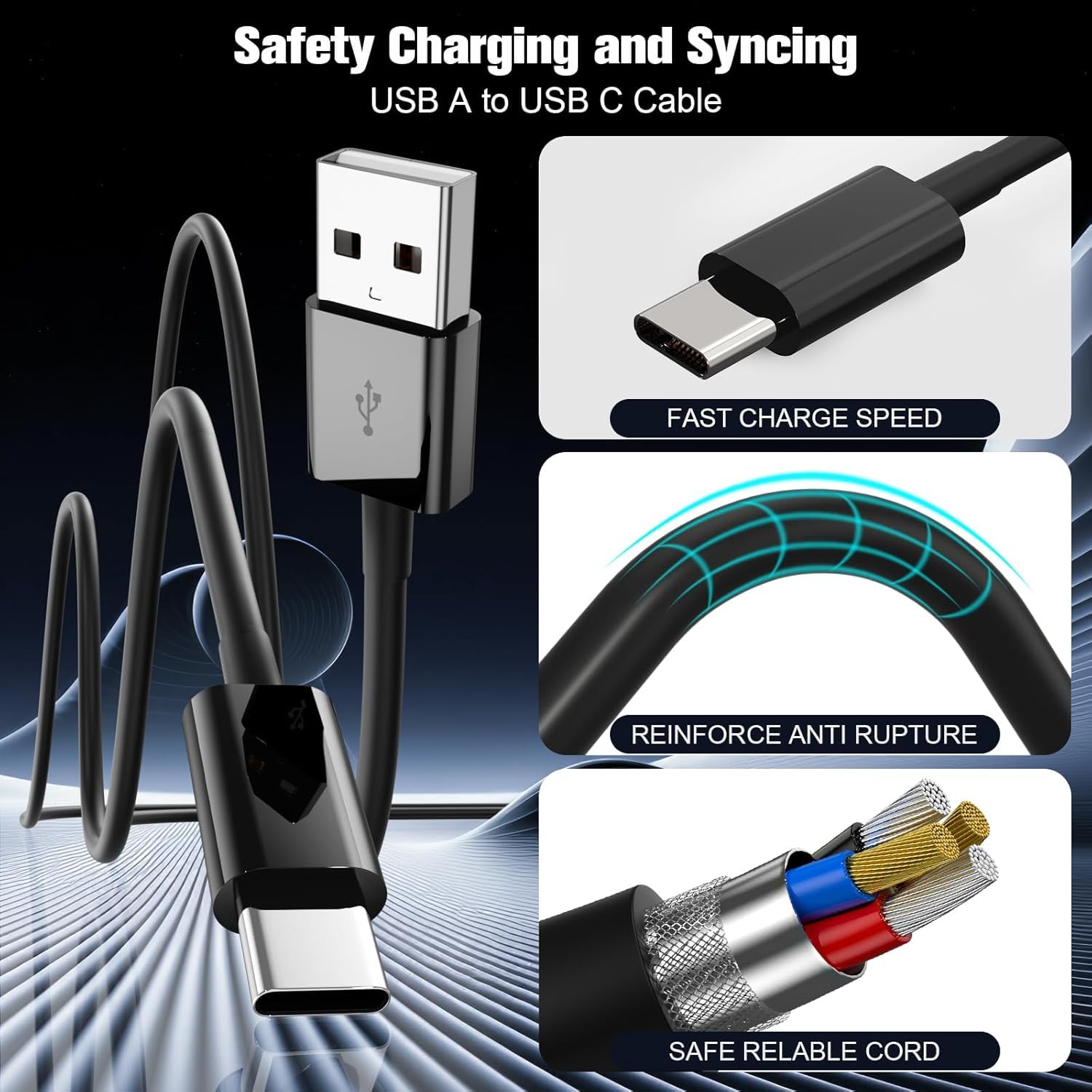 Thumbnail 5 de LOUPRESS iPhone 17/16/15 Charger Cable (USB-A to USB-C), 2m + 2m USB C charging leads