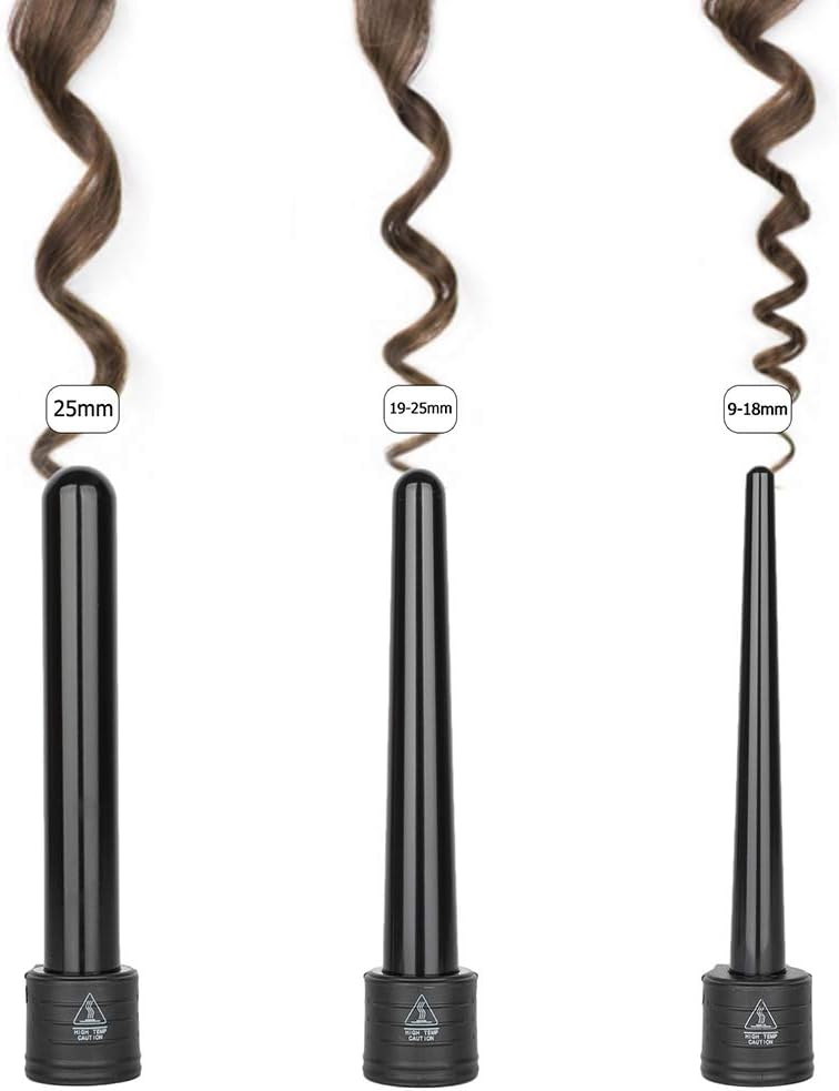 Detalle de Curloni Lockenstäbe Set 3-in-1 – Große und Kleine Locken, Keramik-Tourmalin-Beschichtung, Reise-Volumen
