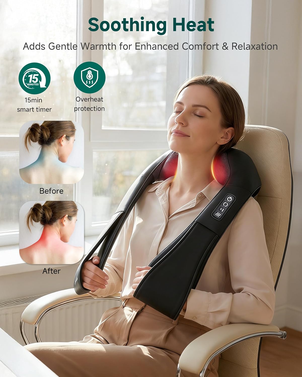 Thumbnail 2 de Snailax Shiatsu Back Massager with Heat ⚙