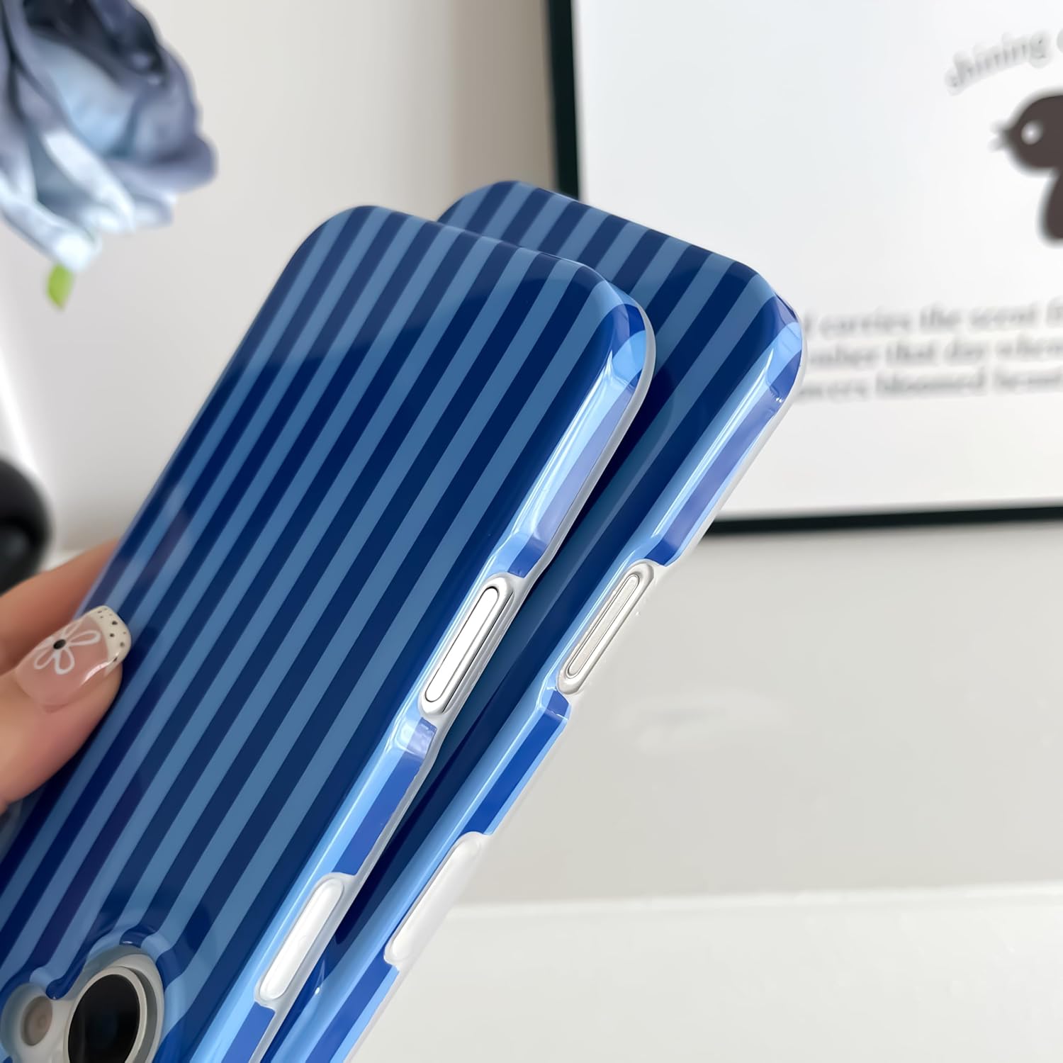 Detalle de SmoBea Hülle für iPhone 17 – Marineblau, Stripes, TPU mit IMD, stoßfest und schlank
