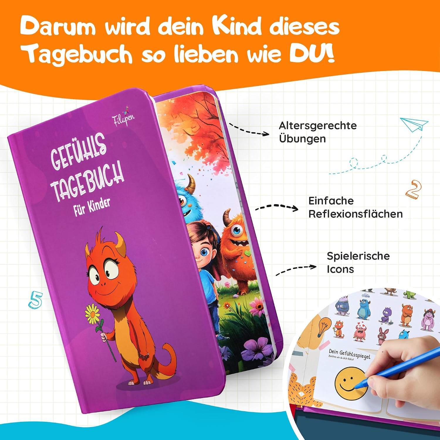 Thumbnail 5 de Filapen Gefühlstagebuch für Kinder 100 Tage