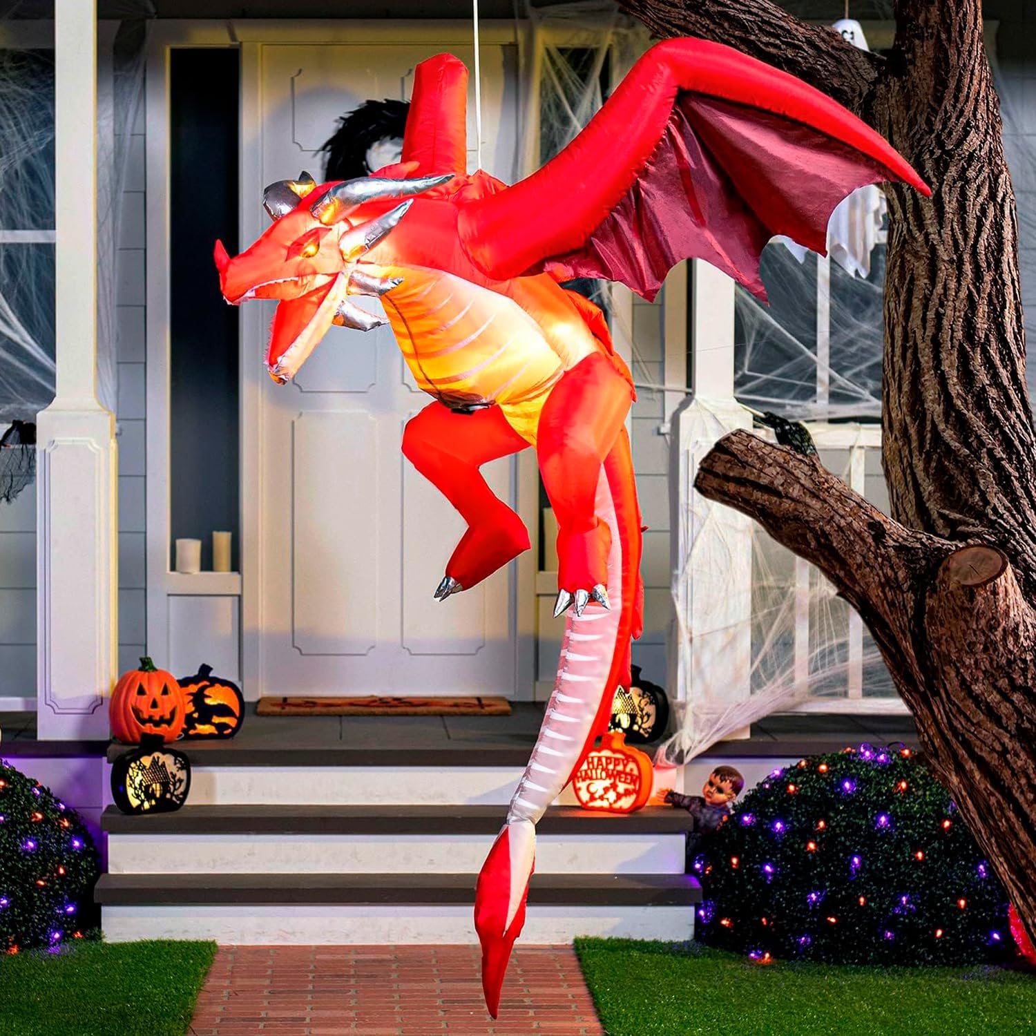 Detalle de Joiedomi SL-3DLED 5-Foot Halloween Inflatable Dragon with White LEDs