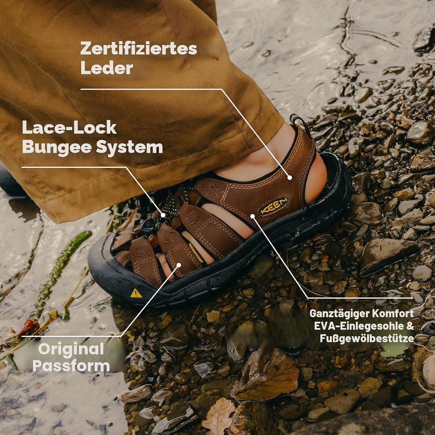 Detalle de KEEN Herren Newport Sandalen – sicherer Sitz, Traktion und Zehenschutz für Alltag & Wasser