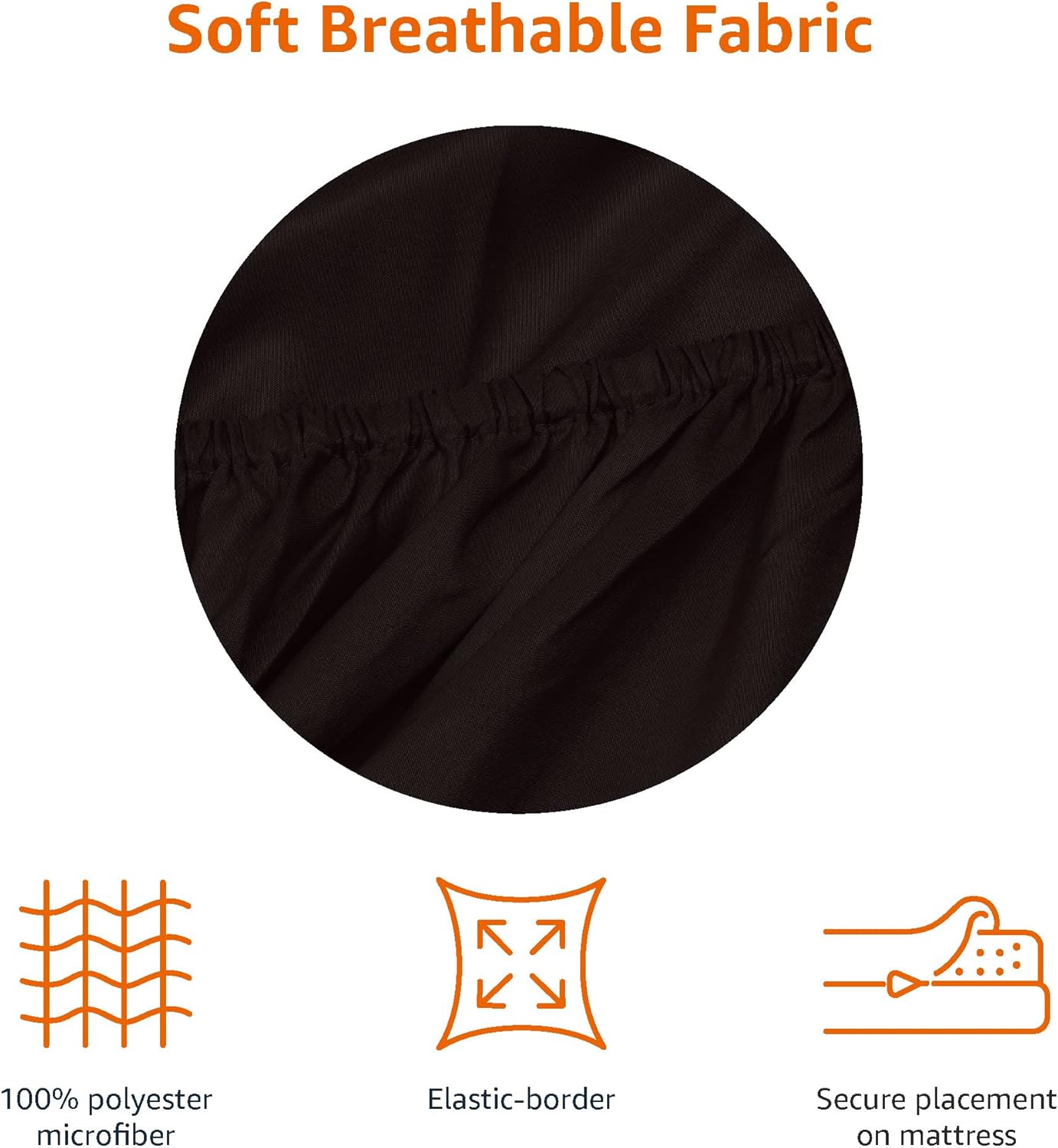Detalle 2 de Amazon Basics Bedding Soft Microfibre Super King Fitted Sheet (180 x 200 cm) with 12 inch Deep Pocket, Black