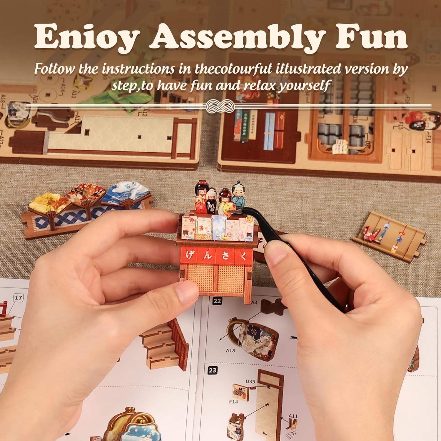 Thumbnail 5 de Cutefun Book Nook Kit Japan – DIY-Miniatur-Bausatz für Erwachsene (Tiny House mit LED-Licht)
