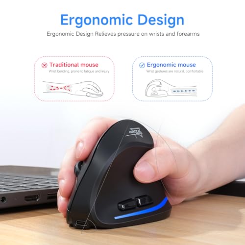 Thumbnail 6 de ECHTPower 2025 Update: Souris Ergonomique sans Fil — Silencieuse et Réglable jusqu’à 4800 DPI