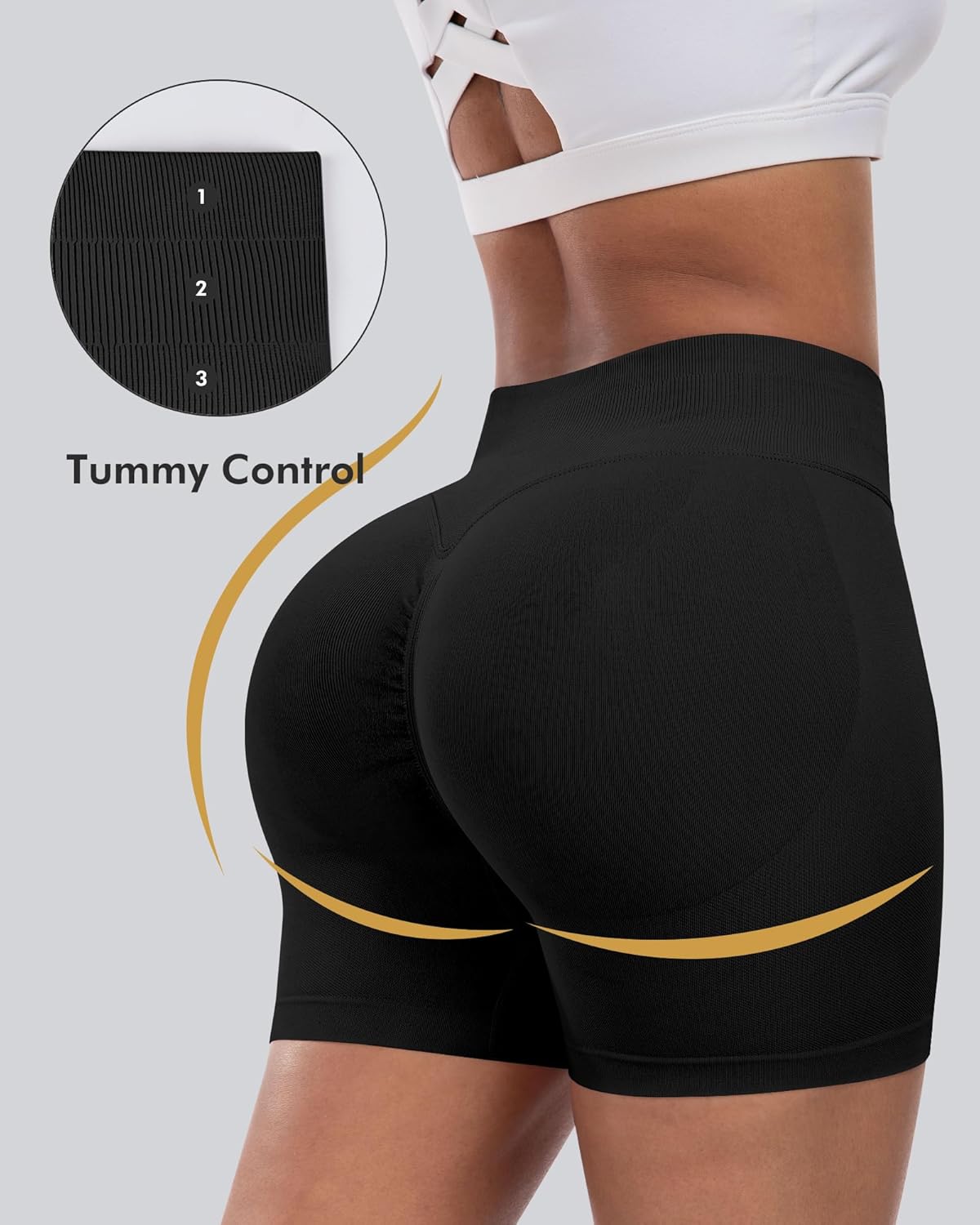 Thumbnail 2 de CHRLEISURE Workout Gym Biker Shorts 4-Piece Set: High-Waisted, Butt-Lifting Scrunch Seamless Shorts