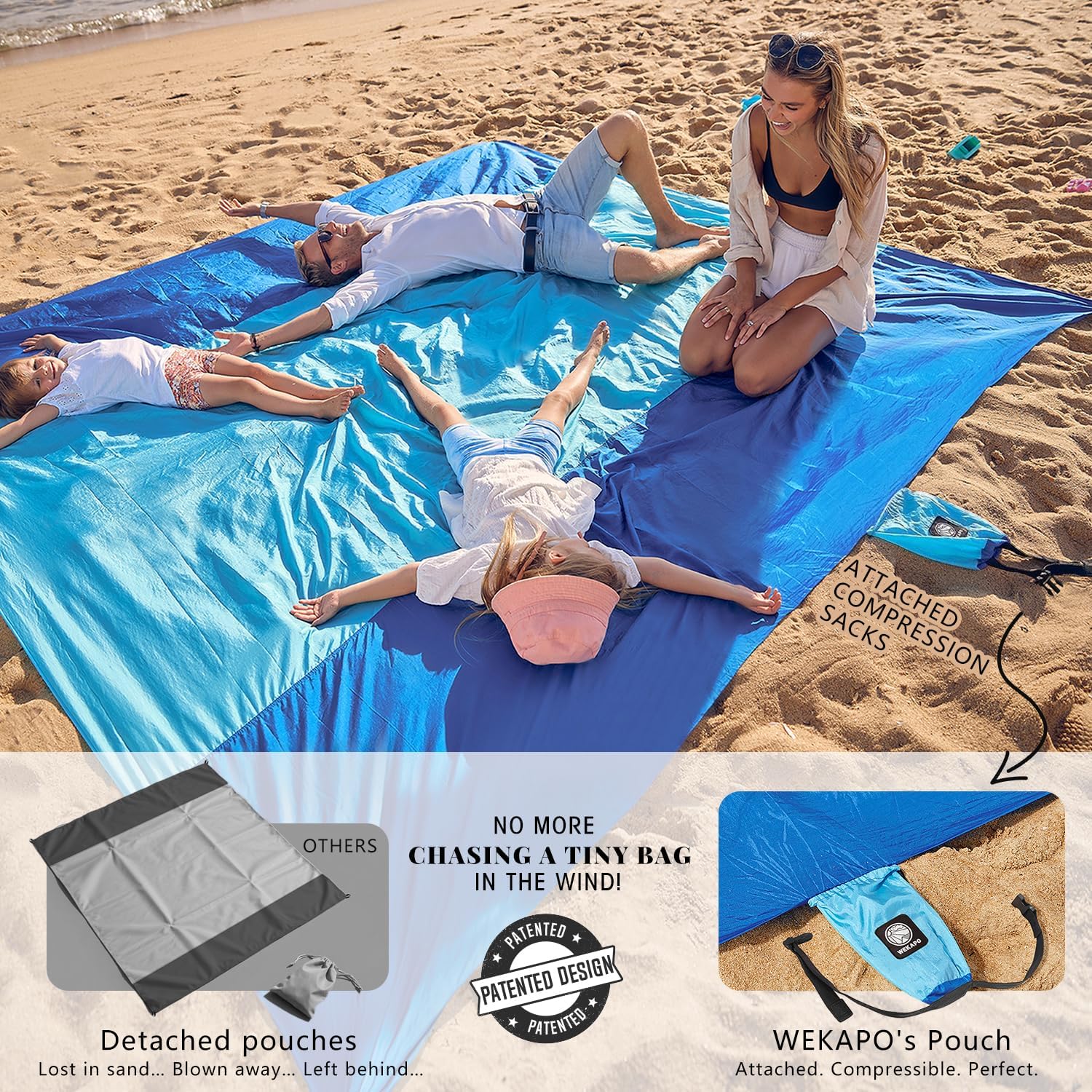 Detalle de WEKAPO Beach Blanket Sandproof Waterproof 78" 🏖