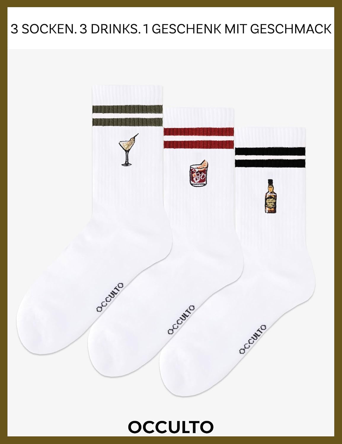 Detalle de Occulto Motiv-Tennissocken Damen & Herren Summer im 3er Pack mit Streifen
