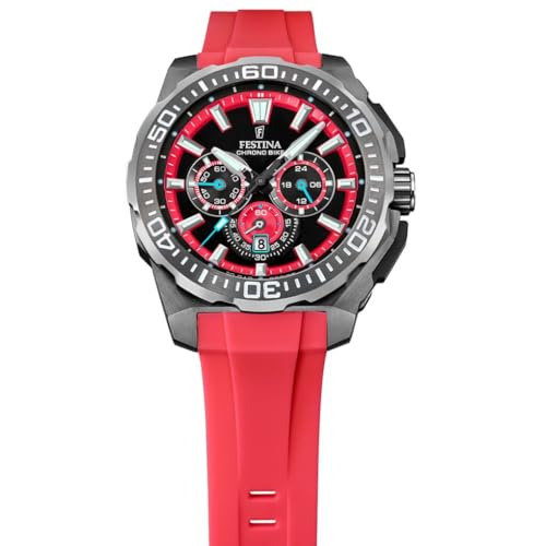 Thumbnail 1 de Festina F20725/5 Chrono Bike: reloj analógico de hombre con correa de caucho roja, cronógrafo y calendario