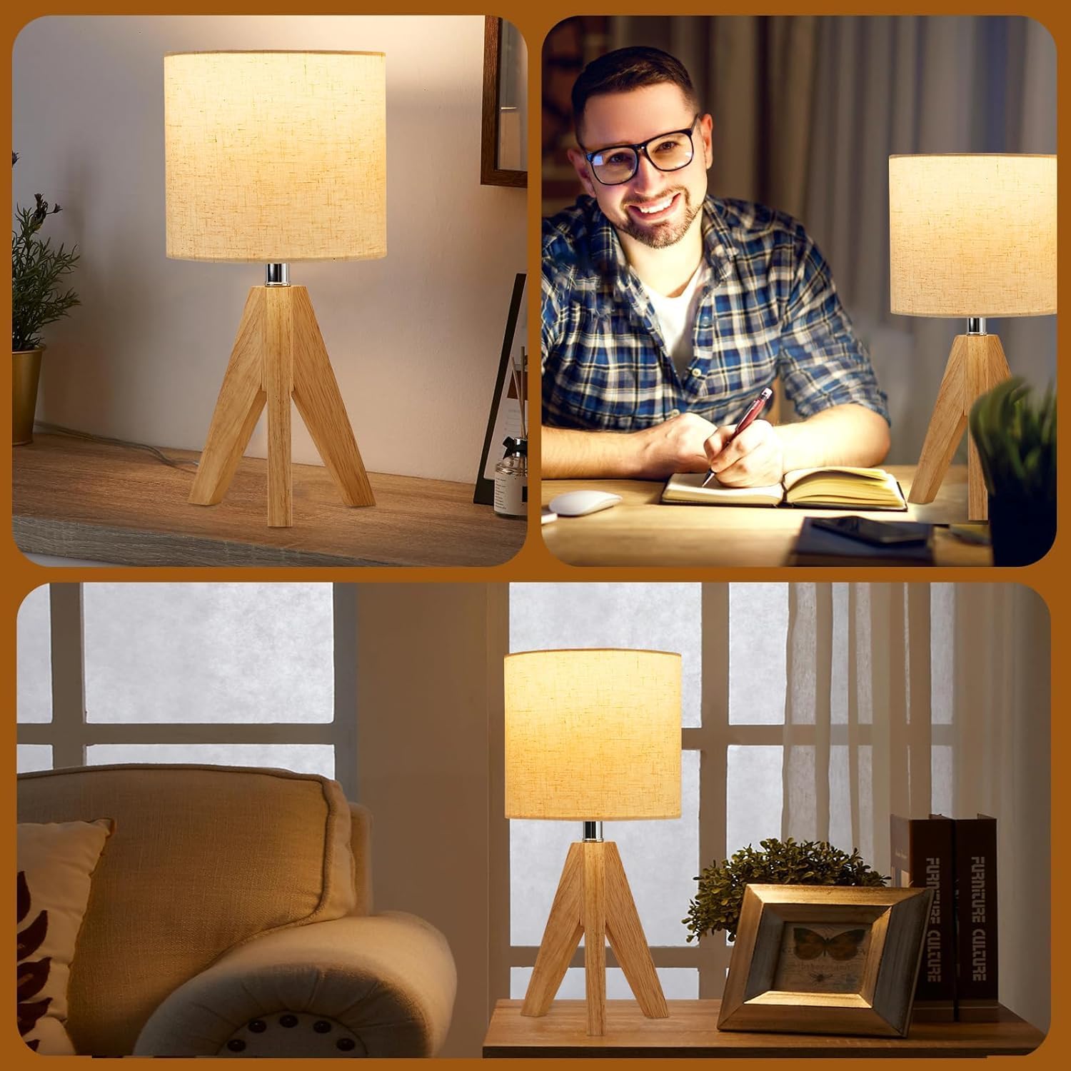 Thumbnail 6 de Maichixin XLGZ-T1-005XX Wooden Tripod Table Lamps, 2-Pack with 3 Colour Temperatures