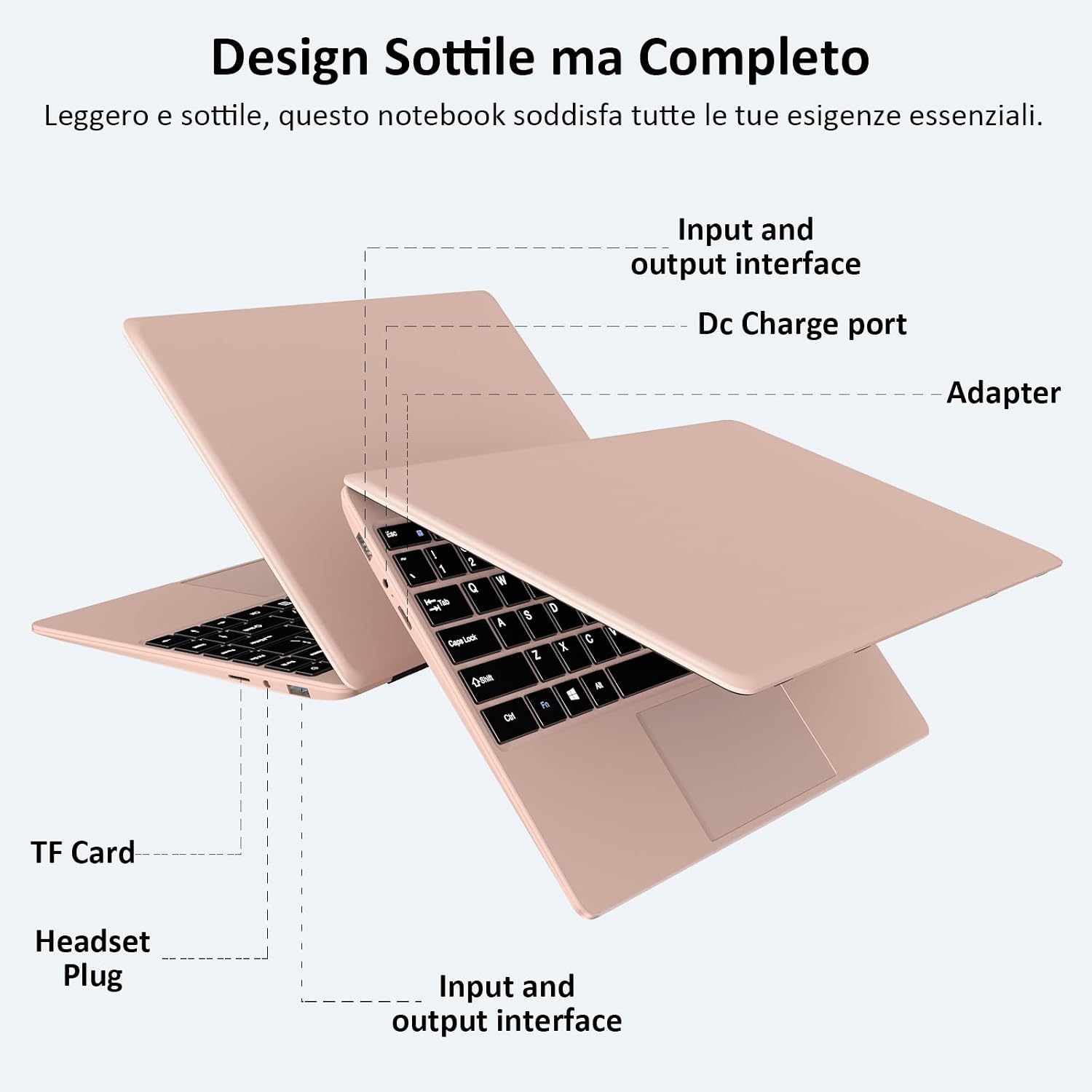 Thumbnail 5 de BVATE PC Portatile 14'': Windows 11, CPU Celeron N4020, RAM 6 GB, SSD 256 GB espandibile – gold