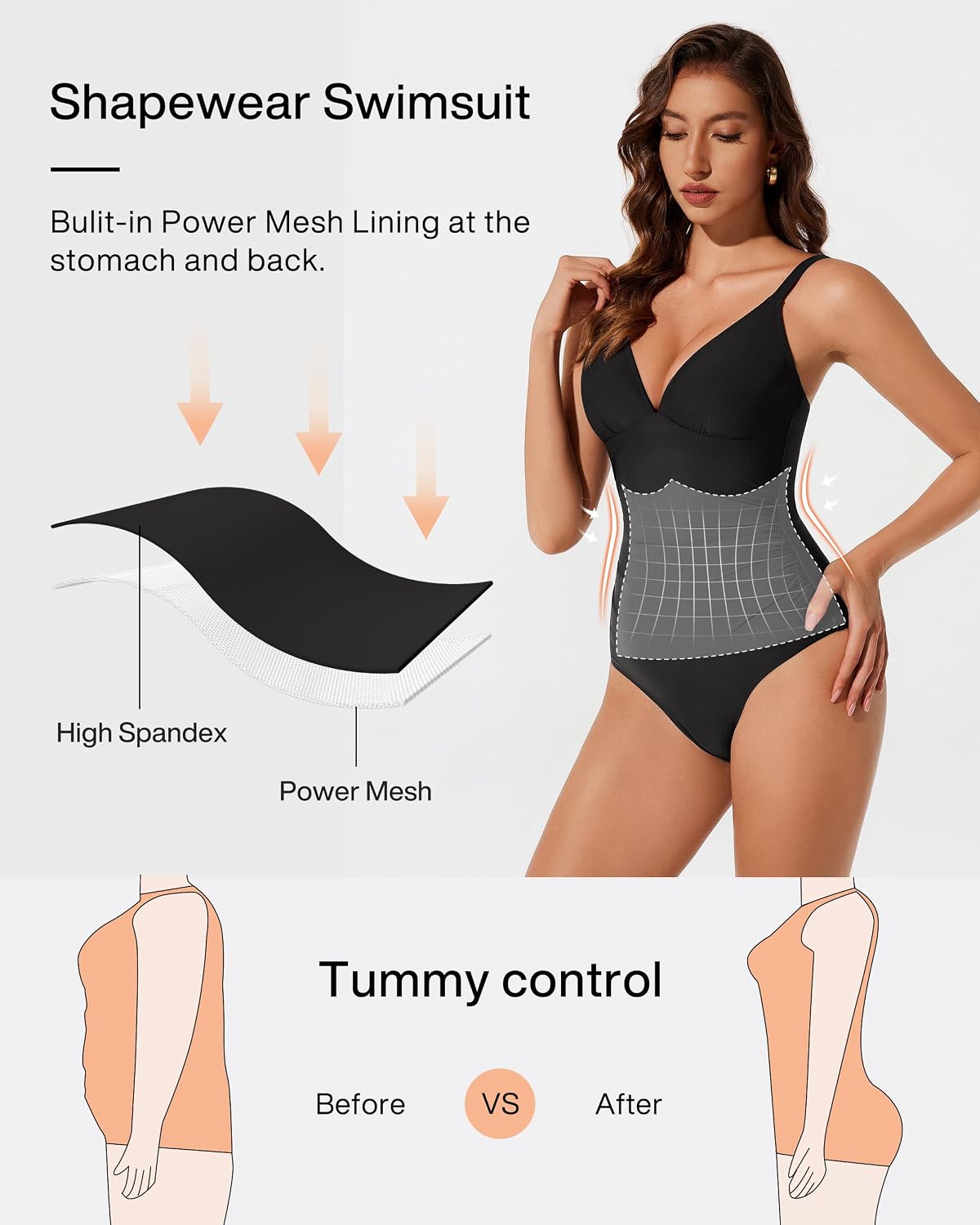 Detalle 1 de RXRXCOCO Deep V tummy control swimsuit