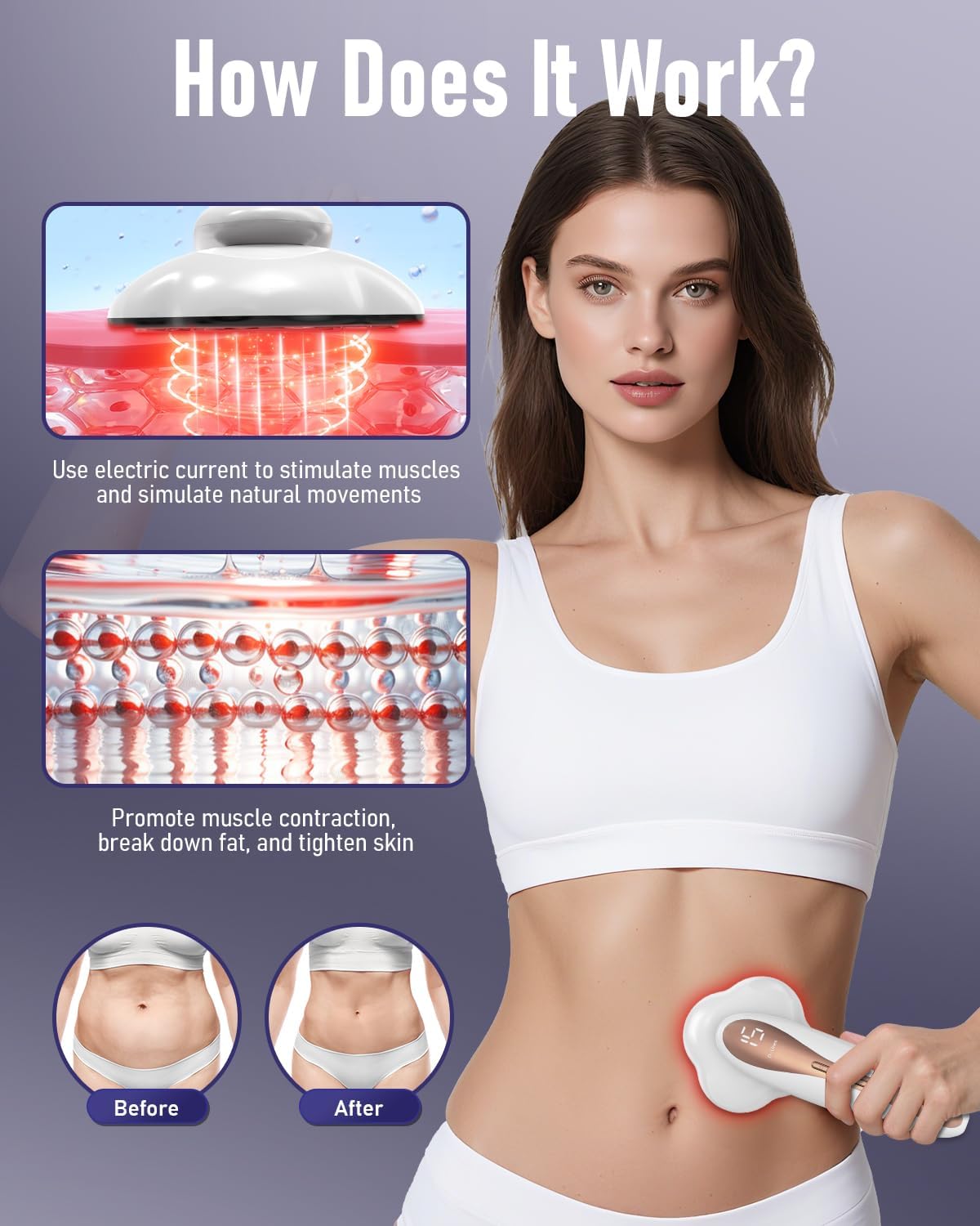 Detalle de Wagxoey Cellulite Massagegerät – Lymphdrainage mit Heizfunktion, 15 Stufen, 3 Modi