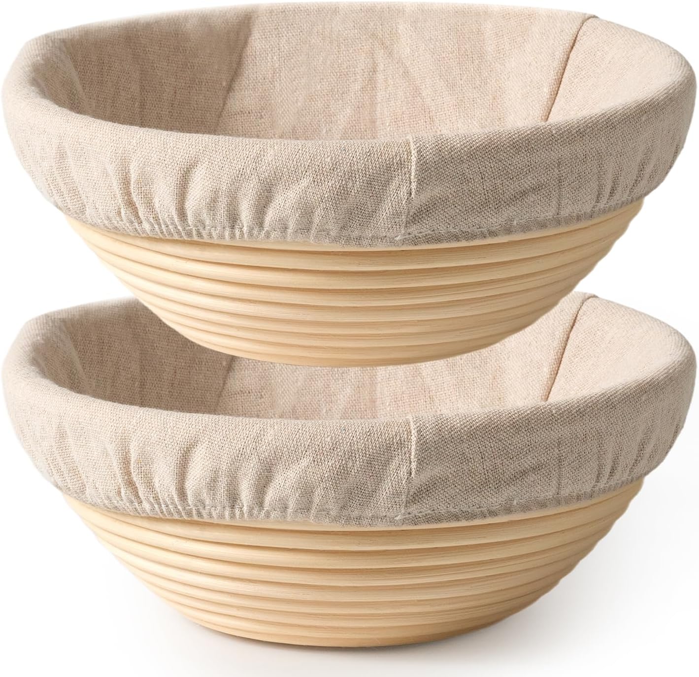 Detalle de BAVIFY Bread Proofing Baskets, 2-Pack 9-Inch Round Natural Rattan Bannetons