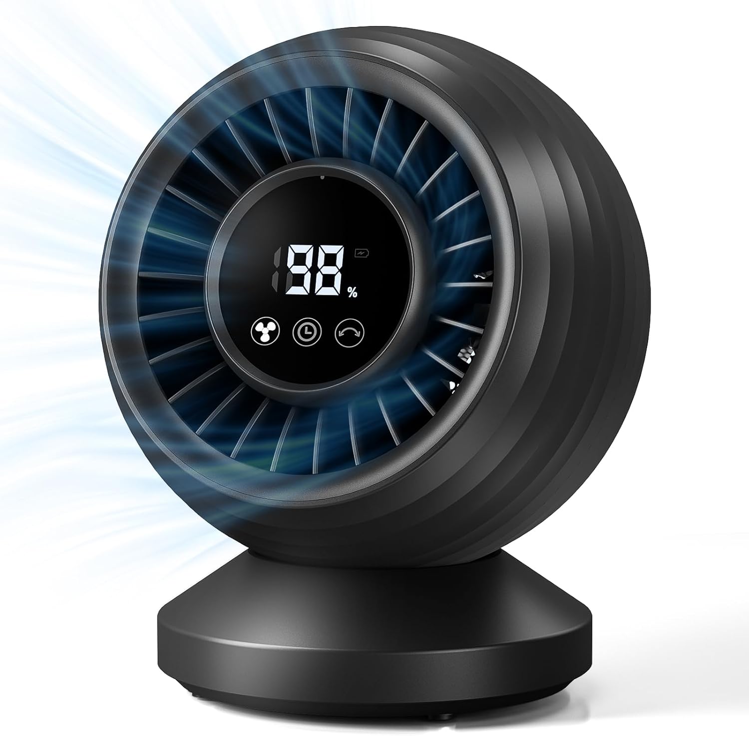 Detalle de Orvyna Ventilatore da Tavolo Silenzioso 22 dB – Circolatore 3D Turbo, 7 Velocità, Display Touch e Timer