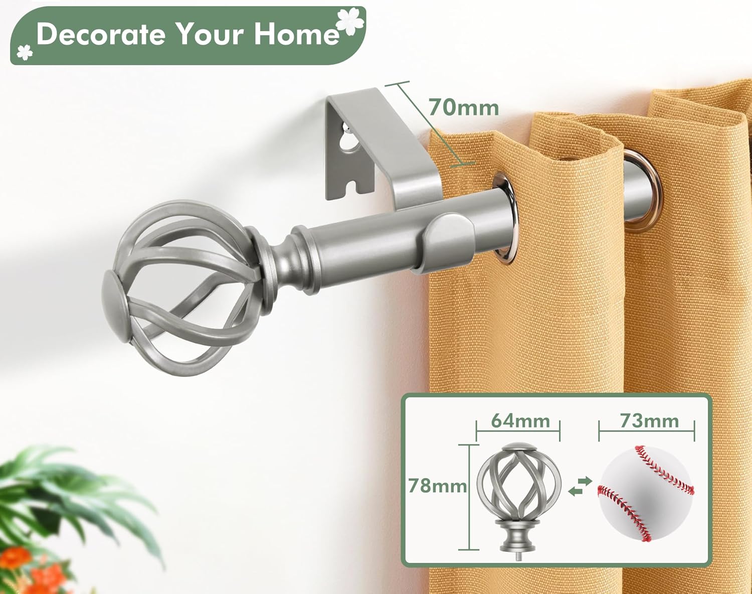 Thumbnail 3 de USFOOK Curtain Rods for Windows 48–84" ⌚📐