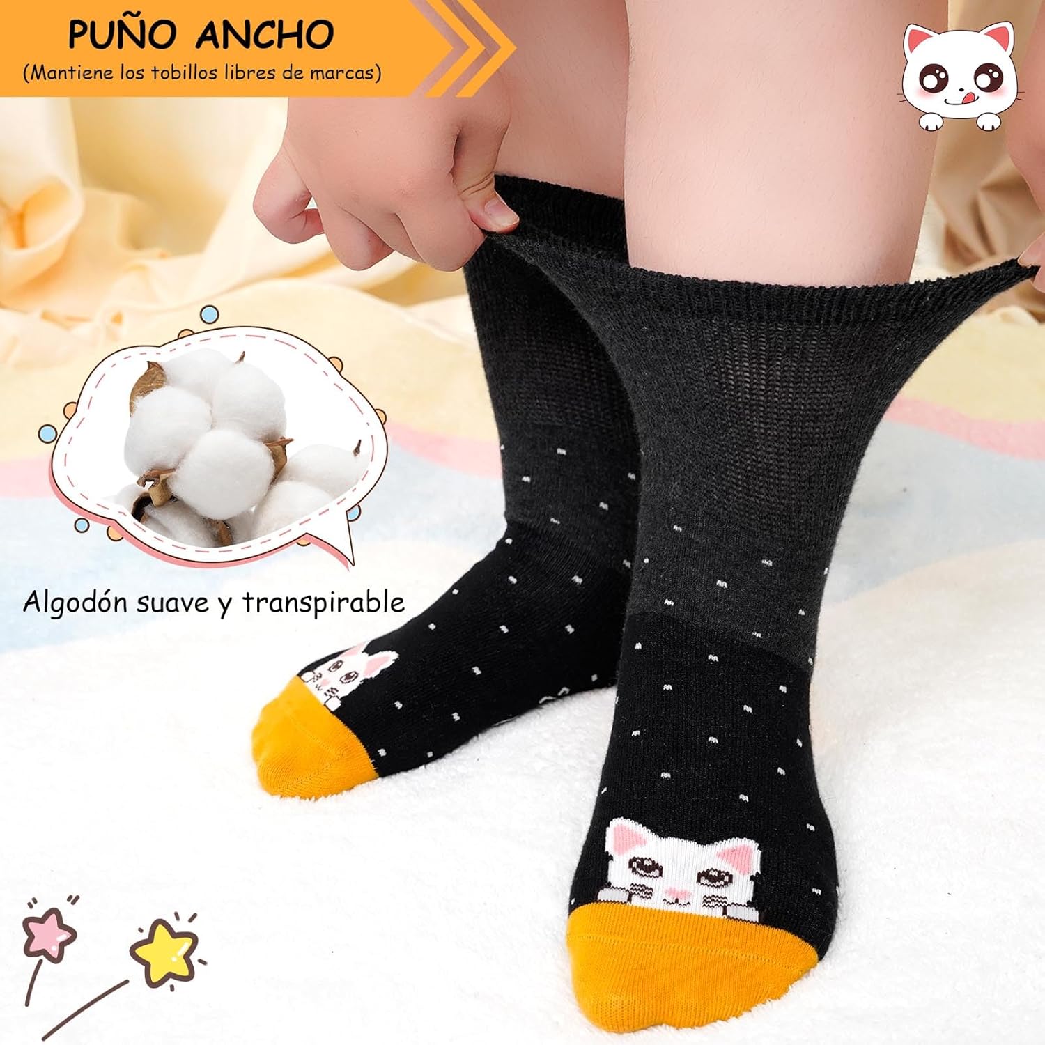 Thumbnail 3 de PUTUO Calcetines Niña Niño de Algodón 5 Pares Sin Costuras