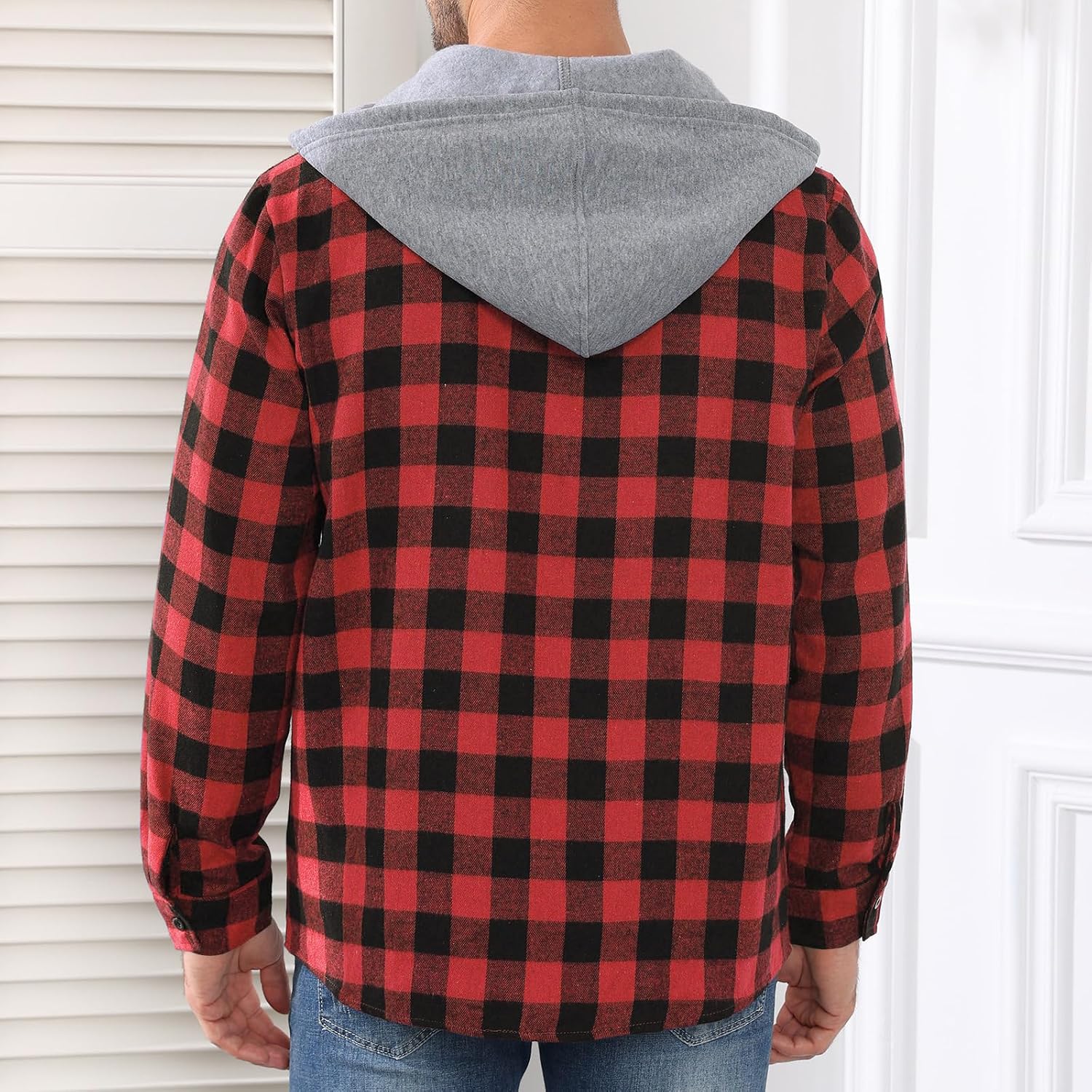Detalle de CTU Mens Lightweight Checked Shirt Jacket with Hood and Pocket