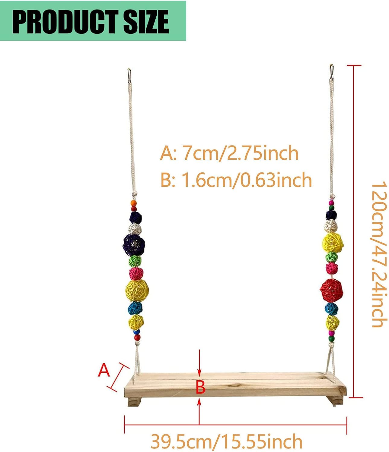 Detalle 2 de Vogelschaukeln Hühnerschaukel aus natürlichem Holz – Sitzstangen-Spielzeug für Hühner, Papageien & große Vögel